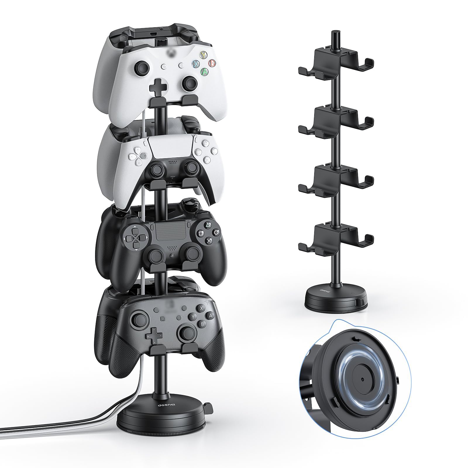 Controller Halter 4 Ebenen für 8 PS5 PS4 Nintendo Switch Xbox Gaming Controller, Kopfhörer Ständer Controller Halterung mit Saugnapfbasis, Headset Ständer für PlayStation 5 Game Controller