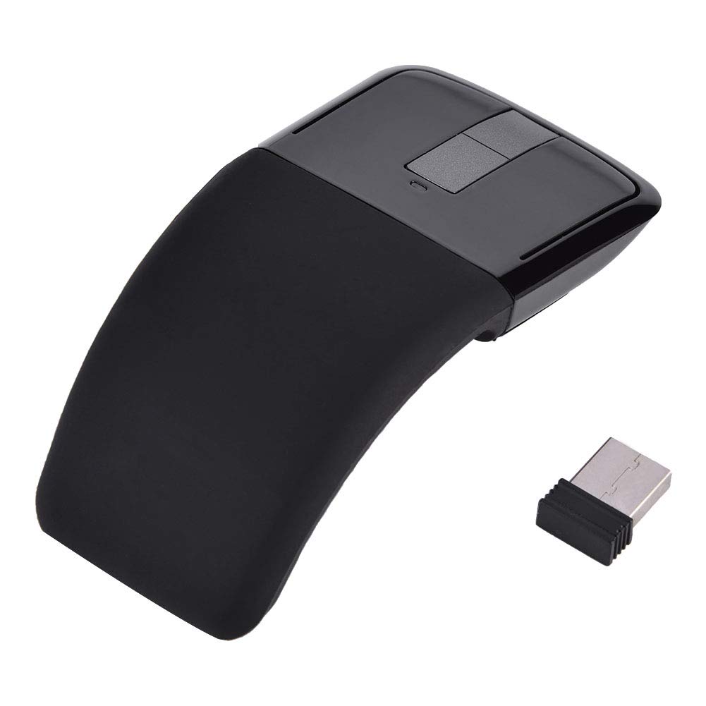 Vikye Bluetooth Arc Touch Maus 2,4 GHz Faltbare mit USB-Empfänger für PC, Laptop, Smart TV (Schwarz)