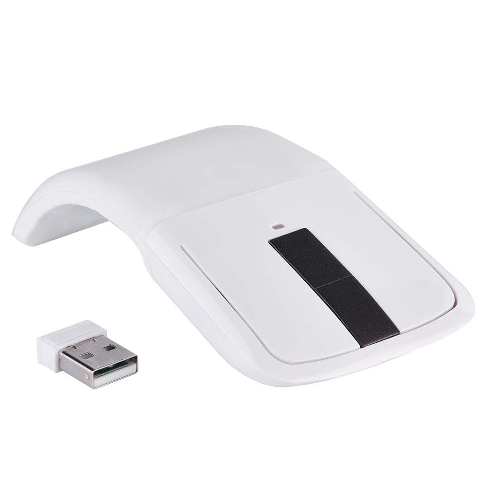 Vikye Bluetooth Arc Touch Maus, 2,4 GHz Faltbare Maus Mit USB-Empfänger für PC, Laptop, Smart TV (Weiss)