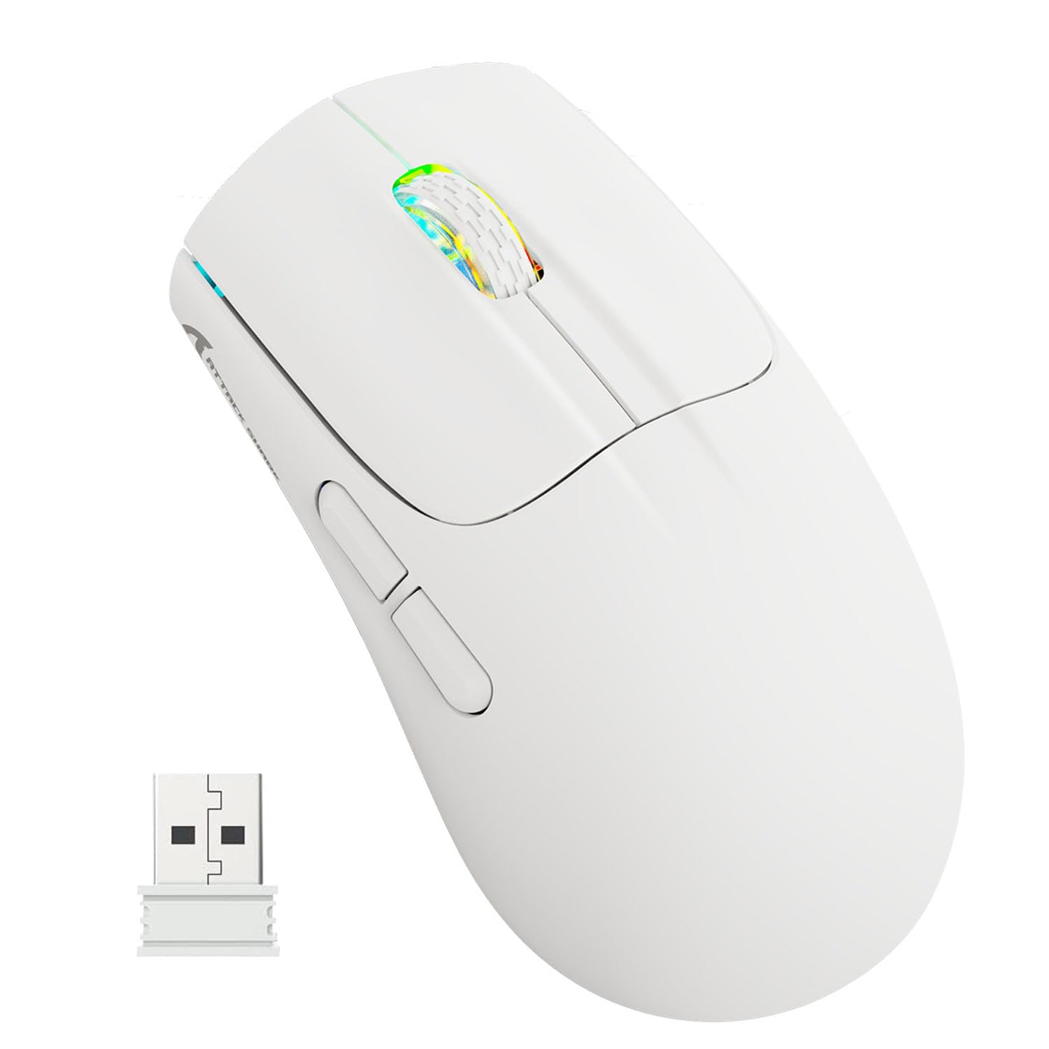 ATTACK SHARK X5 Ultra-leichte kabellose Gaming-Mäuse 49g,Tri-Mode Kabelgebunden/2.4G/BT5.0,PAW3312 PixArt Optischer Sensor,bis zu 4000DPI,RGB mit Langer Batterielebensdauer für Büro/Spiel-Weiß