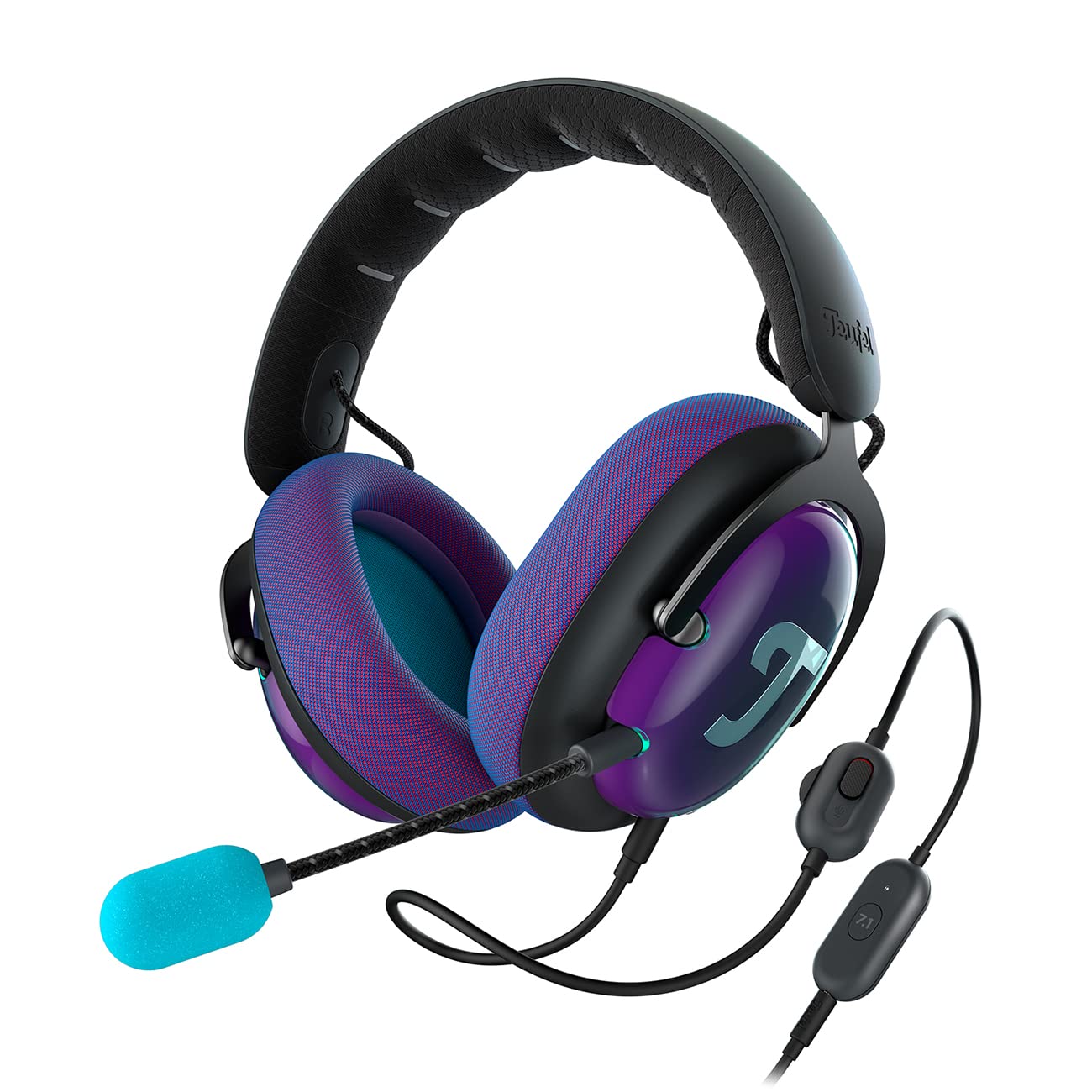 Teufel ZOLA Gaming Kopfhörer mit 7.1 USB-Soundkarte, DTS Headphone:X® 2.0 Surround Sound,Einstellbarer Mikrofonarm mit HD-Kondensator-Mikrofon, PC, Bequeme Passform - Schwarz Violett