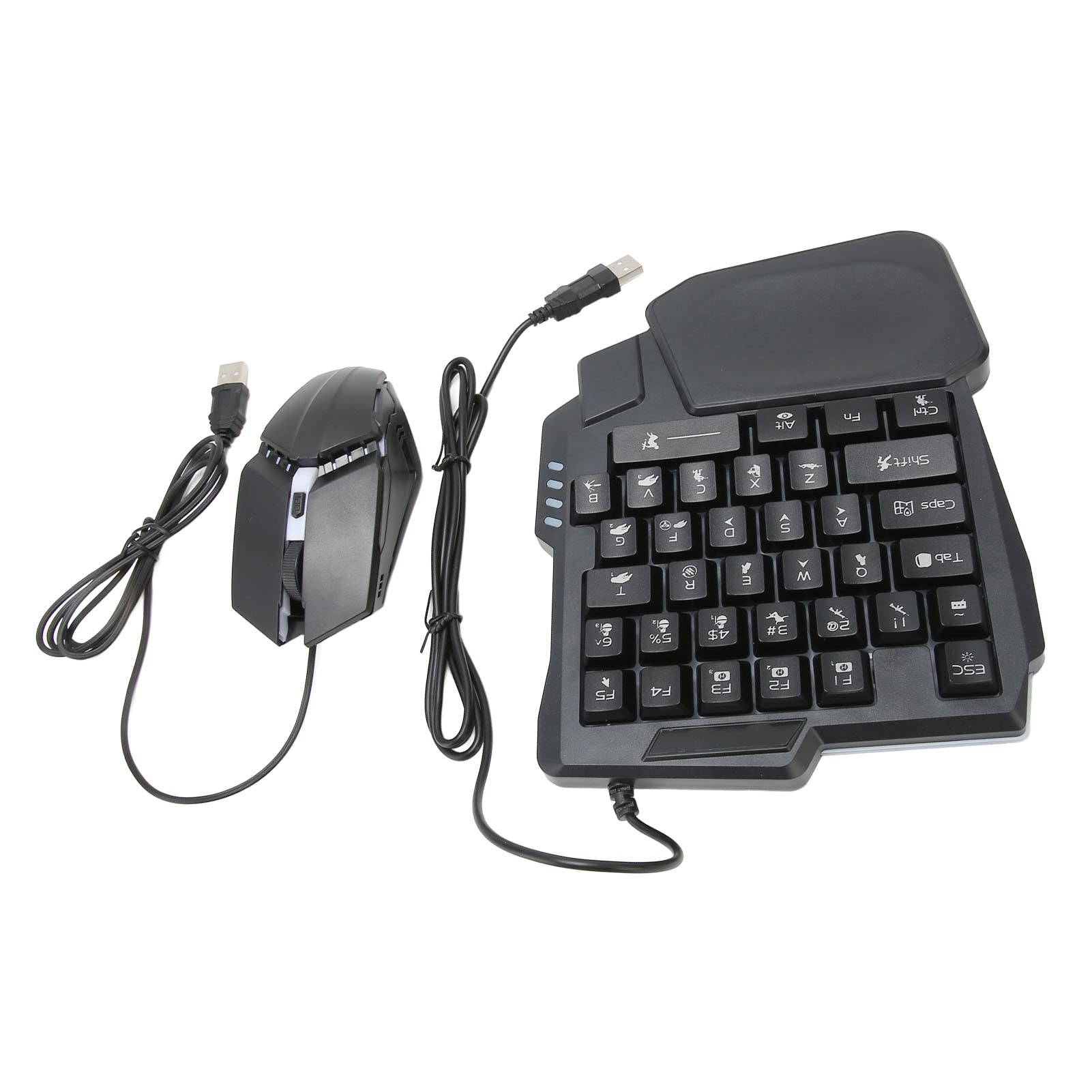 Halbhand-Gaming-Tastatur und -Maus-Kombination, PUBG Kabelgebundene Mechanische RGB-LED-Hintergrundbeleuchtung, Halbtastatur, 4-in-1-Gaming-Mauskonverter für Android IOS,