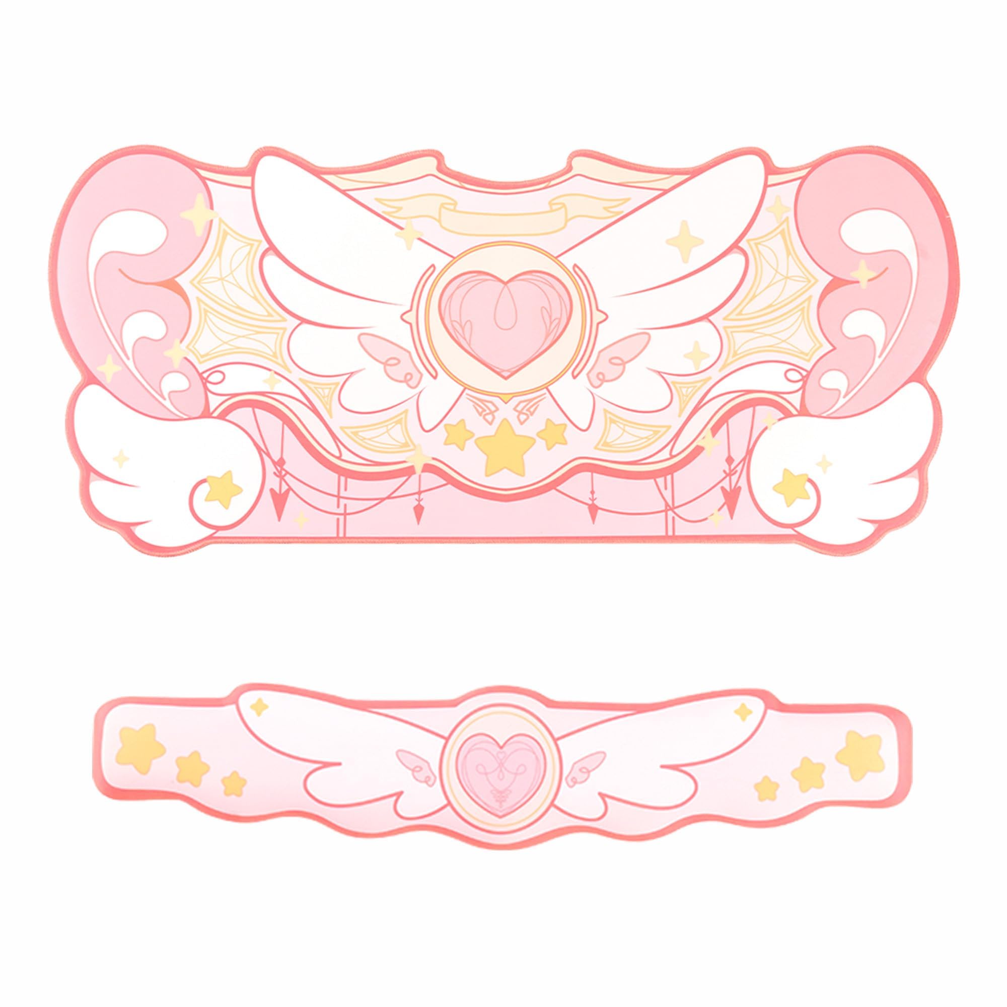 GeekShare Kawaii Mauspad Handgelenkstütze Set - rutschfeste Gummibasis Schreibtischmatte und Memory Foam Handgelenkstütze für Tastatur und Maus, perfekt für Gaming, oder Home Office Arbeit (Rosa)
