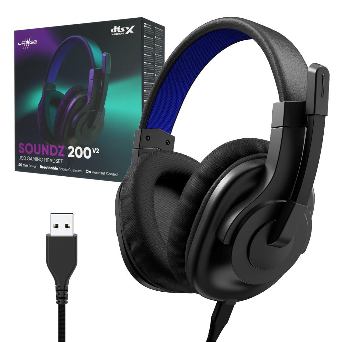 uRage Gaming-Headset SoundZ 200 V2, kabelgebundene Multi-Plattform Kopfhörer für PS5/PC, Over-Ear, in schwarz