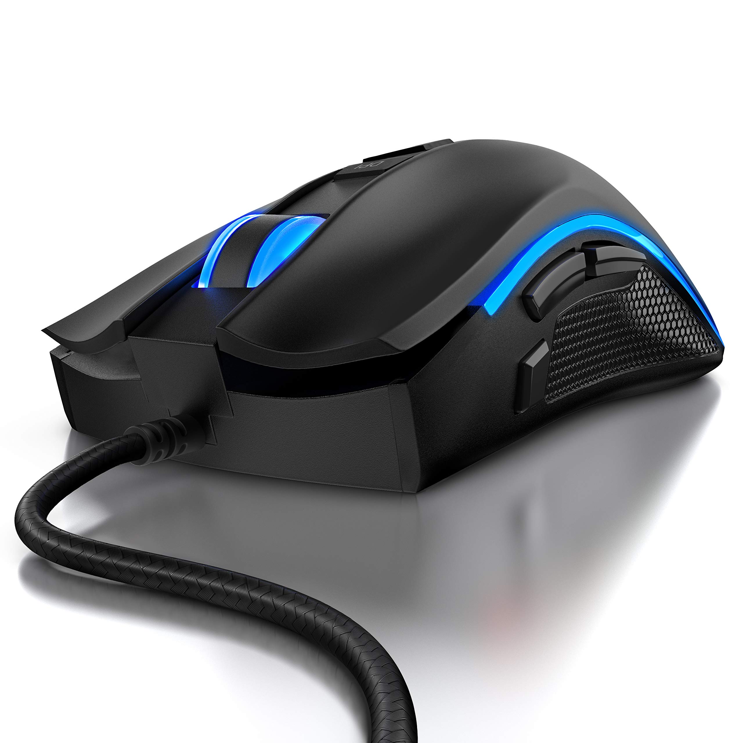 CSL - Kabelgebundene Gaming-Maus mit Optischem Sensor mit 200 bis 12400 DPI, 8 programmierbare Tasten, Ergonomischer Formfaktor, 12 RGB Lichtmodi, Schwarz