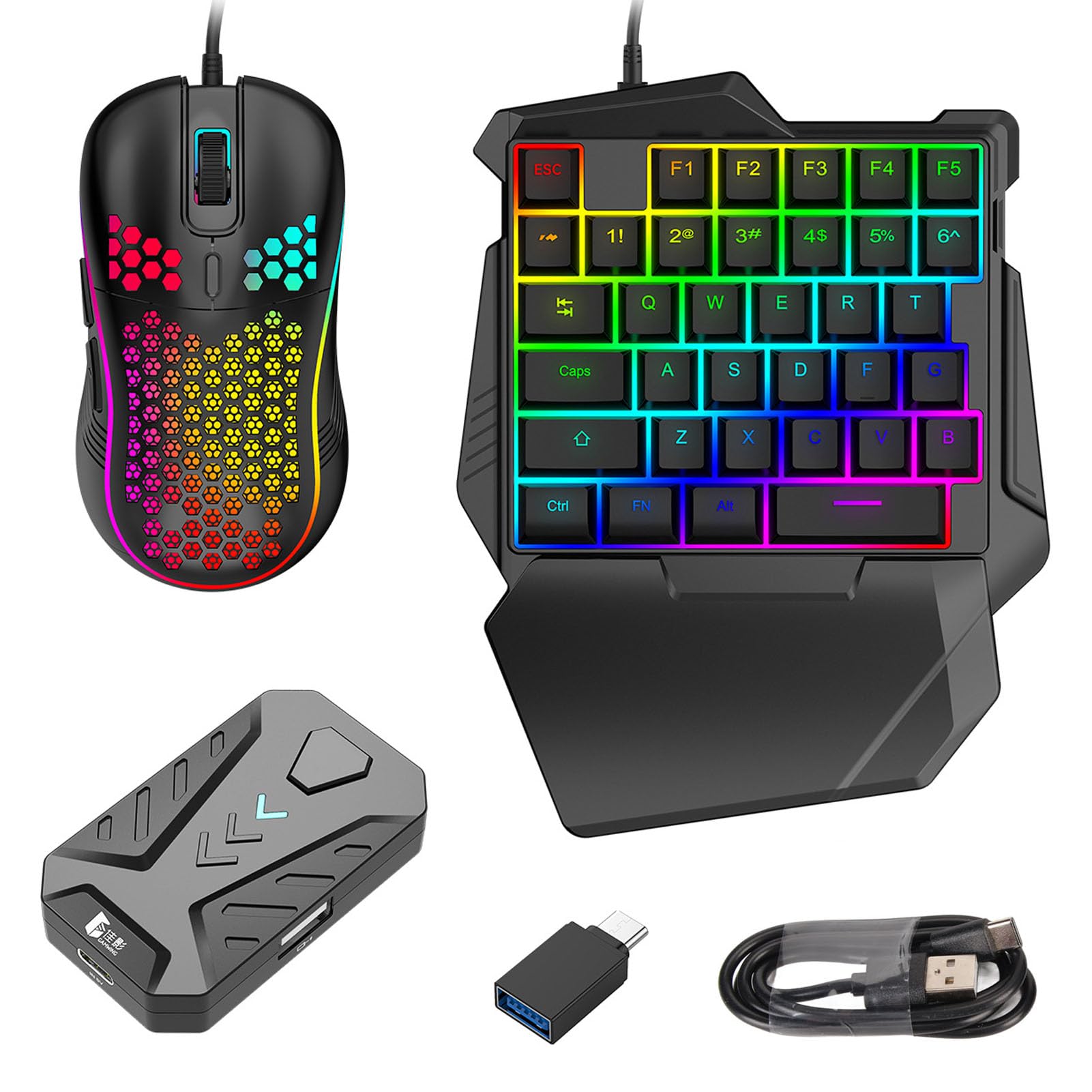 Halbhand-Gaming-Tastatur- und Maus-Konverter-Kombination, Geräuschloses Kabelgebundenes Tastatur-Maus-Konverter-Set für für XboxONE für