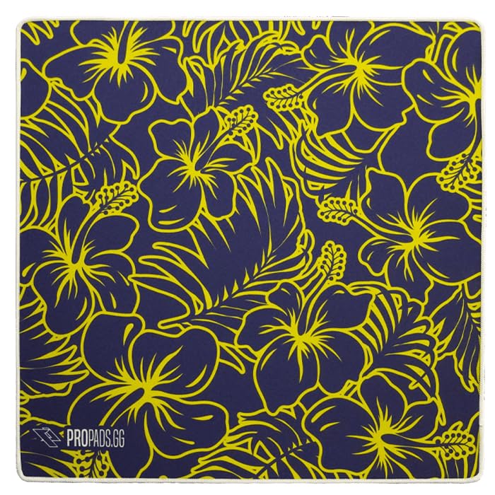 propads PRO Control Mousepad 500x500mm - Für echte Esportler - Schnelles und raues Gaming-Mauspad, Rutschfestes Gummi - Schwarz (Hibiscus)