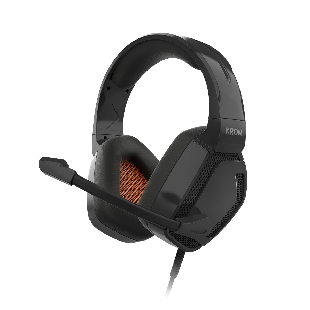 KROM Gaming KOPA PRO – Stereo-Headset, 50-mm-Lautsprecher, Lautstärkeregler, verstellbarer Kopfbügel, flexibles Mikrofon, PC, Ps4-Ps5, Switch, Smartphones, Tablets, Schwarz