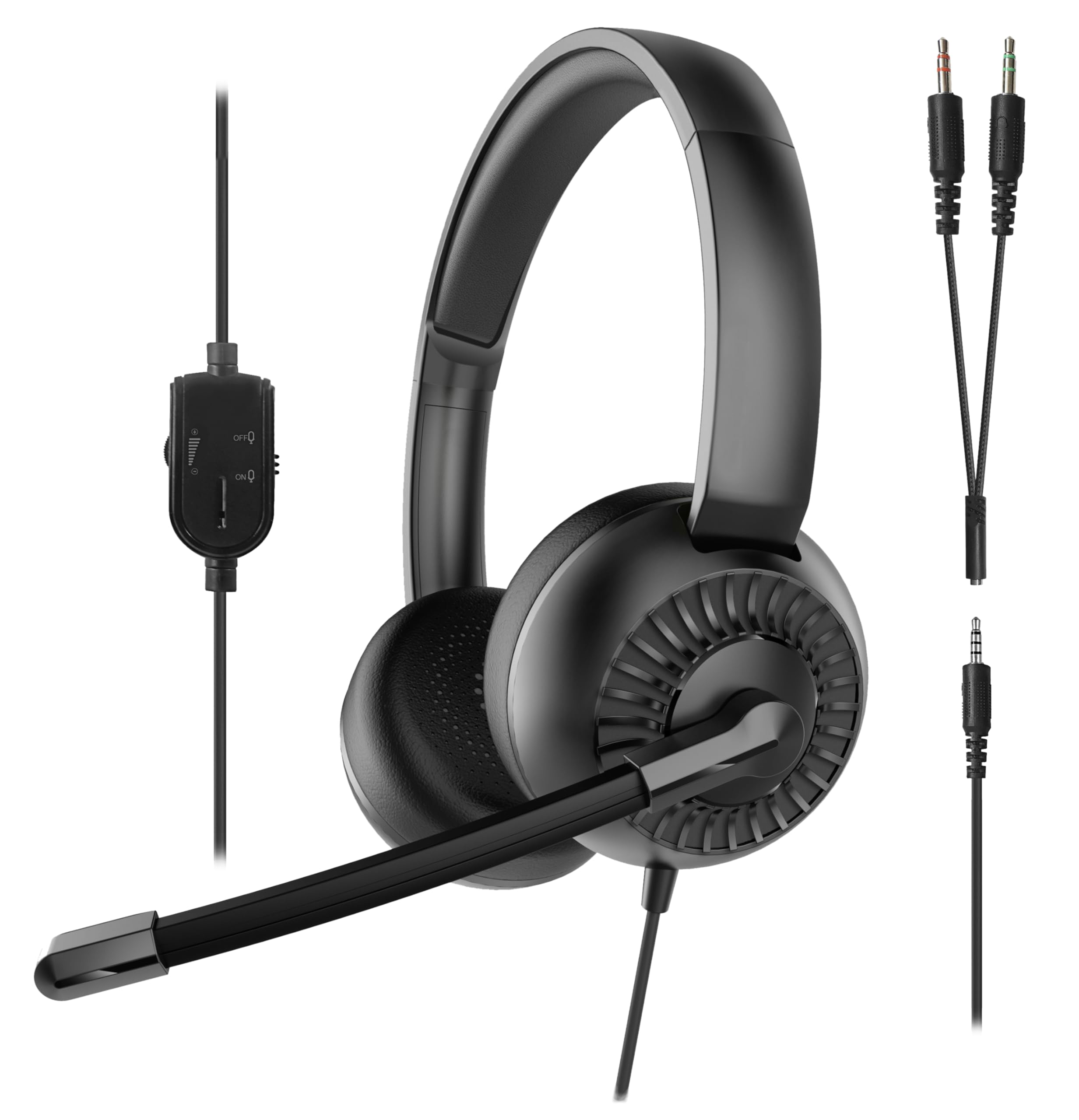Speedlink METIS Stereo Headset PC – leichtes Headset mit Mikrofon und Kabelfernbedienung, kabelgebunden 3,5 mm-Klinkenstecker inkl. Y-Adapter, Kopfhörer mit Kabel, Aufbewahrungstasche, schwarz