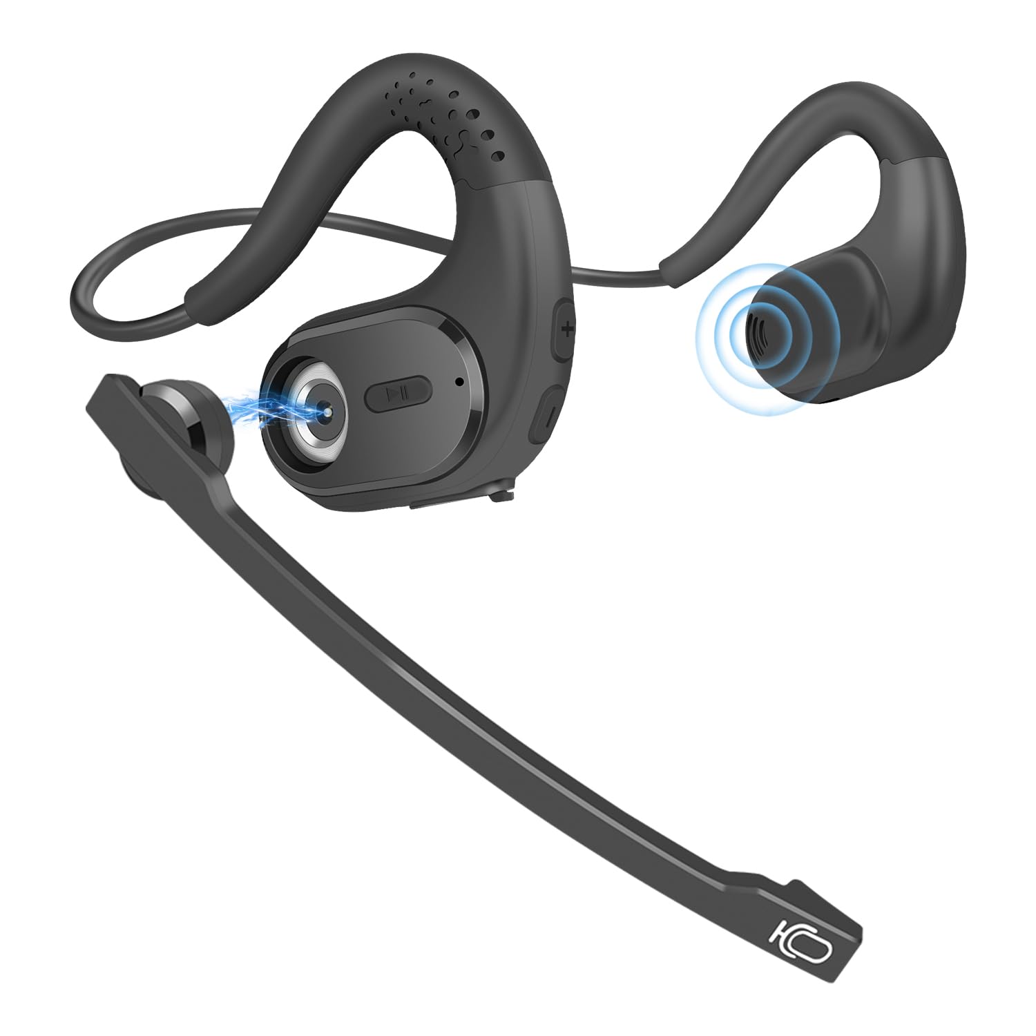 BANIGIPA Bluetooth Headset mit abnehmbarem Mikrofon, Noise Cancelling Wireless Headset für Telefone Laptop Computer PC, Open Ear Kopfhörer für Office Meeting Laufen Radfahren Fahren Arbeiten-12 Stunde