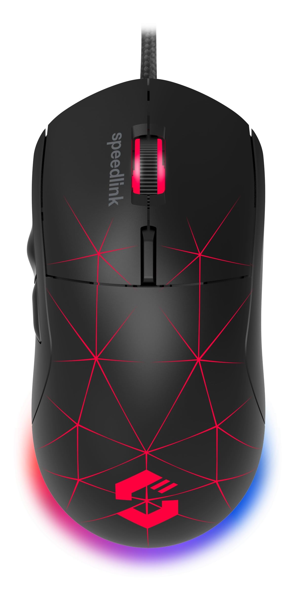 Speedlink CORAX Gaming Maus mit Kabel - konfigurierbare RGB Beleuchtung, 5 programmierbare Tasten, DPI-Schalter bis 3.200 dpi, kabelgebunden, stoffummanteltes Kabel, schwarz