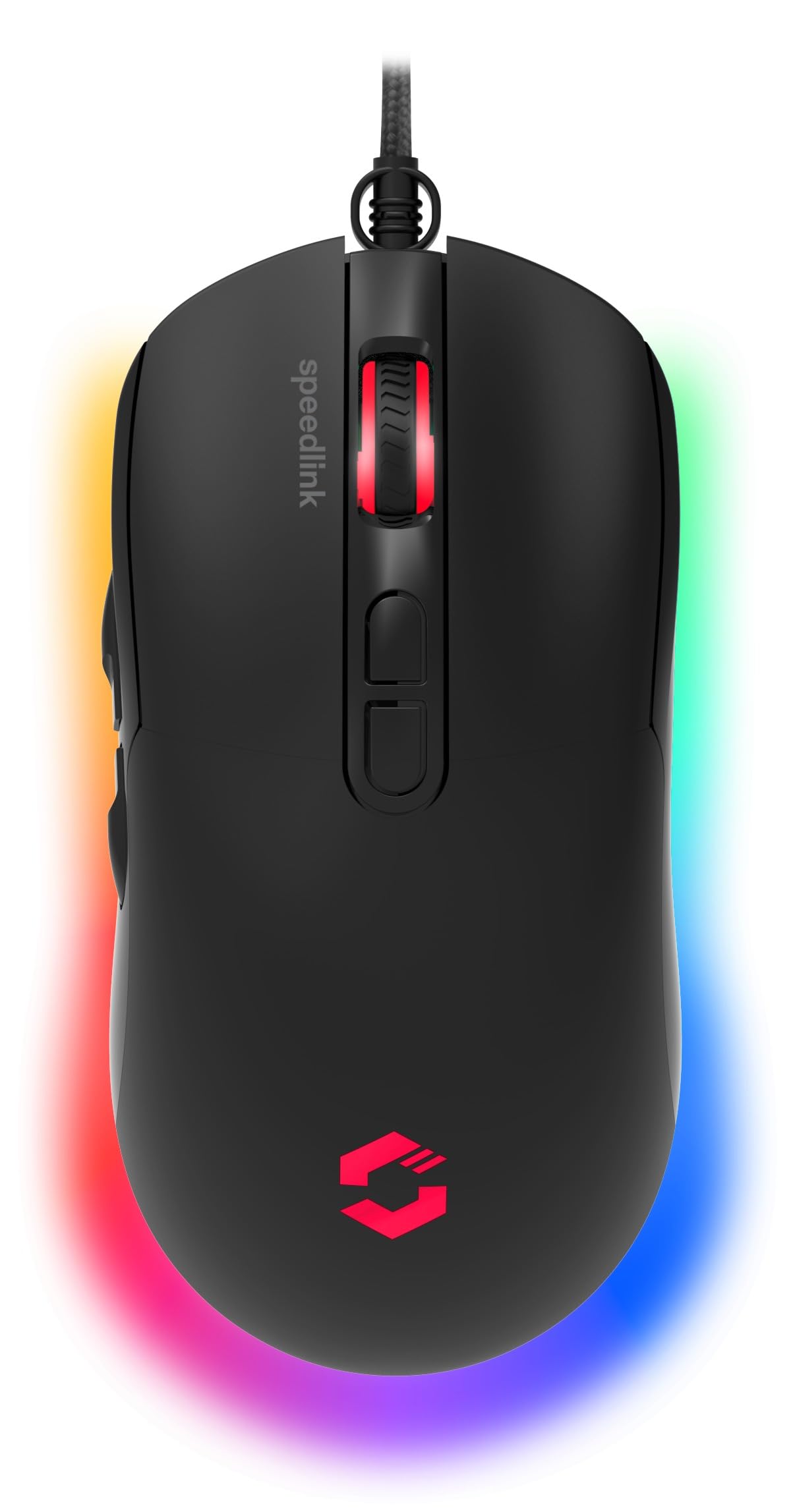 Speedlink TAUROX Gaming Maus mit Kabel - konfigurierbare RGB Beleuchtung, 5 programmierbare Tasten, zwei DPI-Schalter bis 7.200 dpi, kabelgebunden, stoffummanteltes Kabel, schwarz