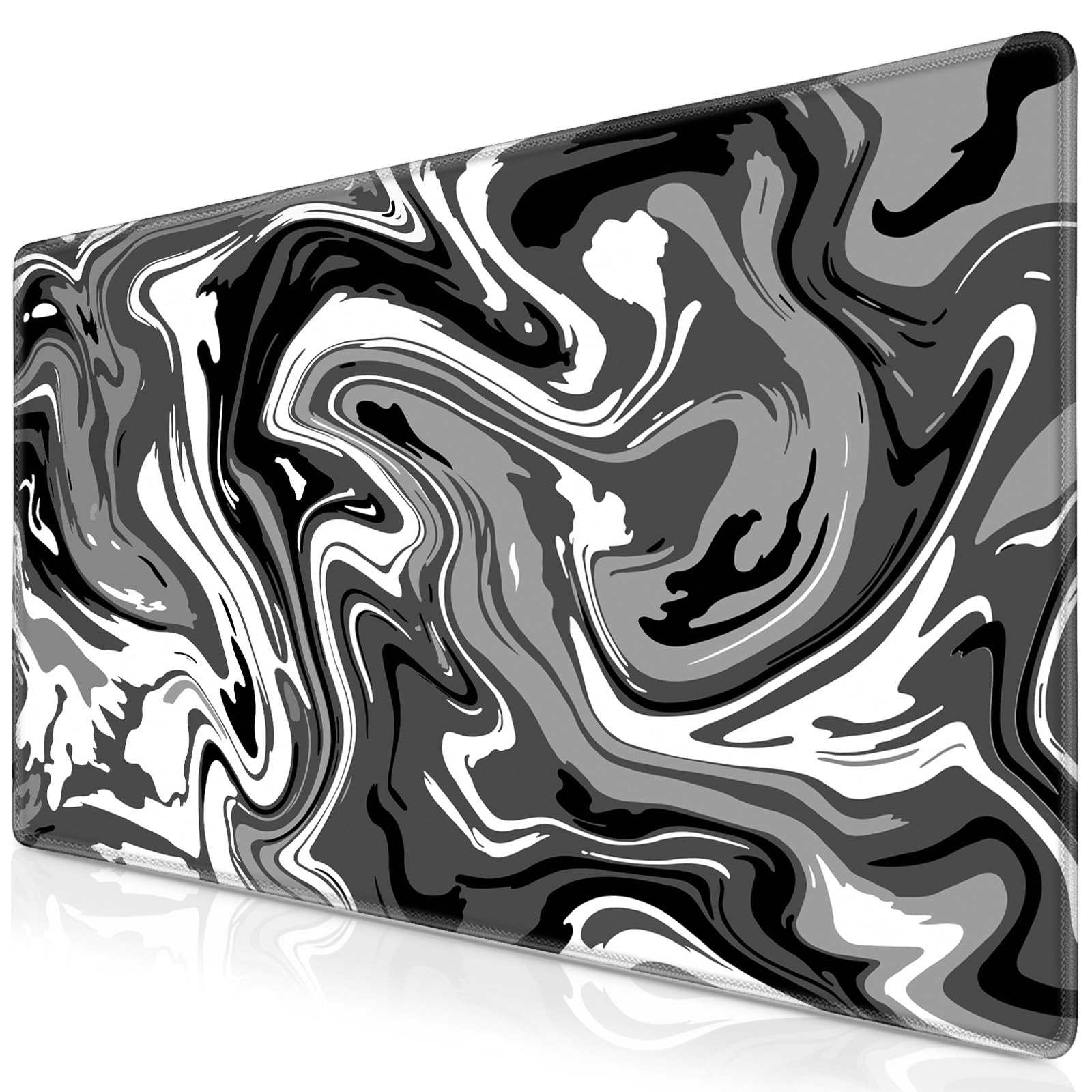 Abetcabe Gaming Mauspad XXL, Mousepad 900 x 400mm, Fluid Art Mauspad groß Schreibtischunterlage Vernähte Kanten WassXerdicht Anti-Rutsch für PC, Laptop Verbessert Präzision und Geschwindigkei