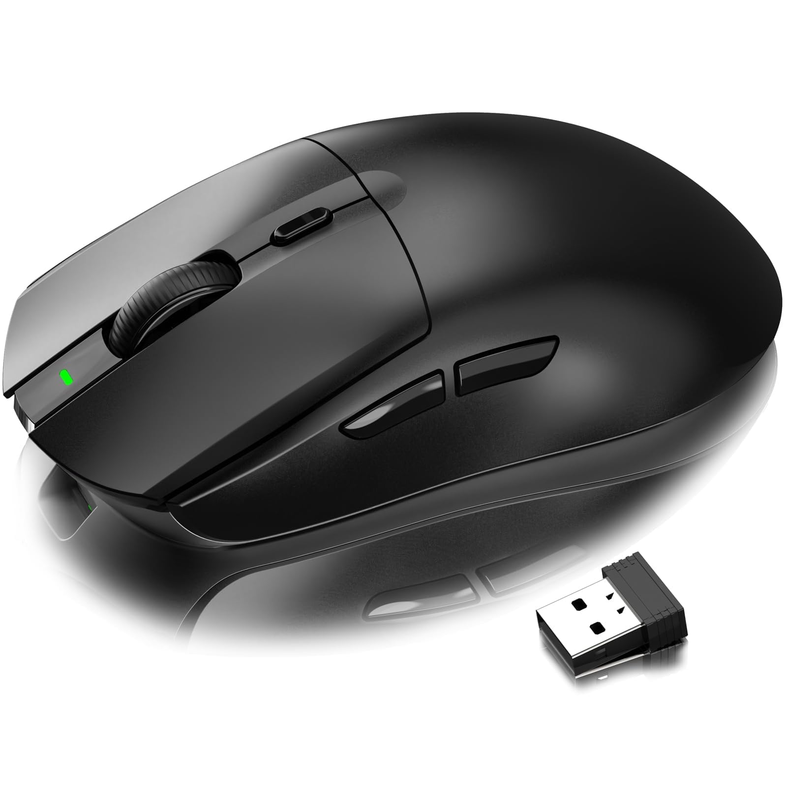 AJ139 G PRO Kabellose Gaming Maus, Leichtgewicht 59g FPS Mäuse, Optischer Sensor PixArt PAW3395, 26K DPI, Dual-Modus 2.4G / Kabelgebundene Maus, 6 programmierbare Tasten, für Xbox/Win/Mac - Schwarz