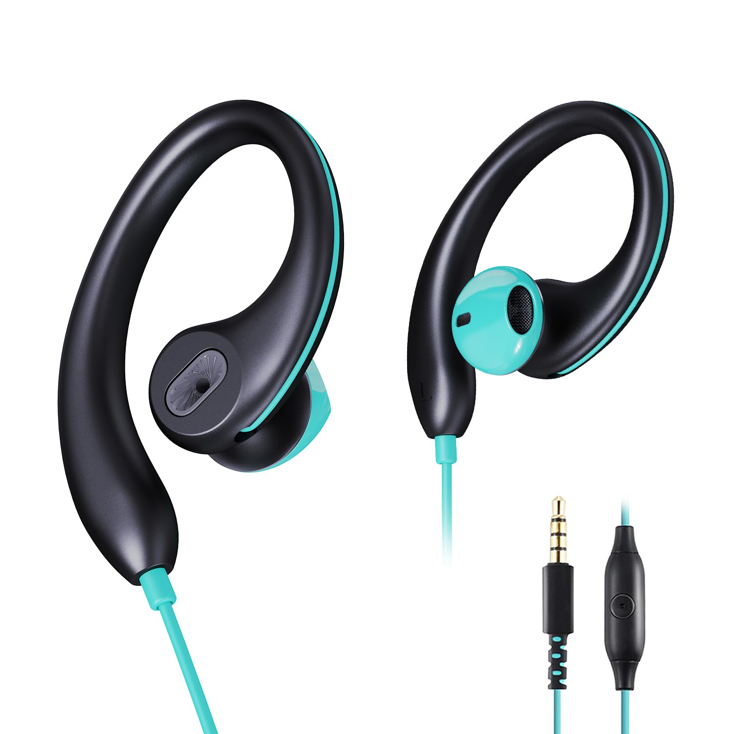 Sport-Kopfhörer, kabelgebunden, Over-Ear-Kopfhörer mit Ohrbügel, Mikrofon, 3,5-mm-Stecker, schweißfest, Lauf-Kopfhörer für Workout, Joggen, Fitnessstudio, Ohrstöpsel für Computer