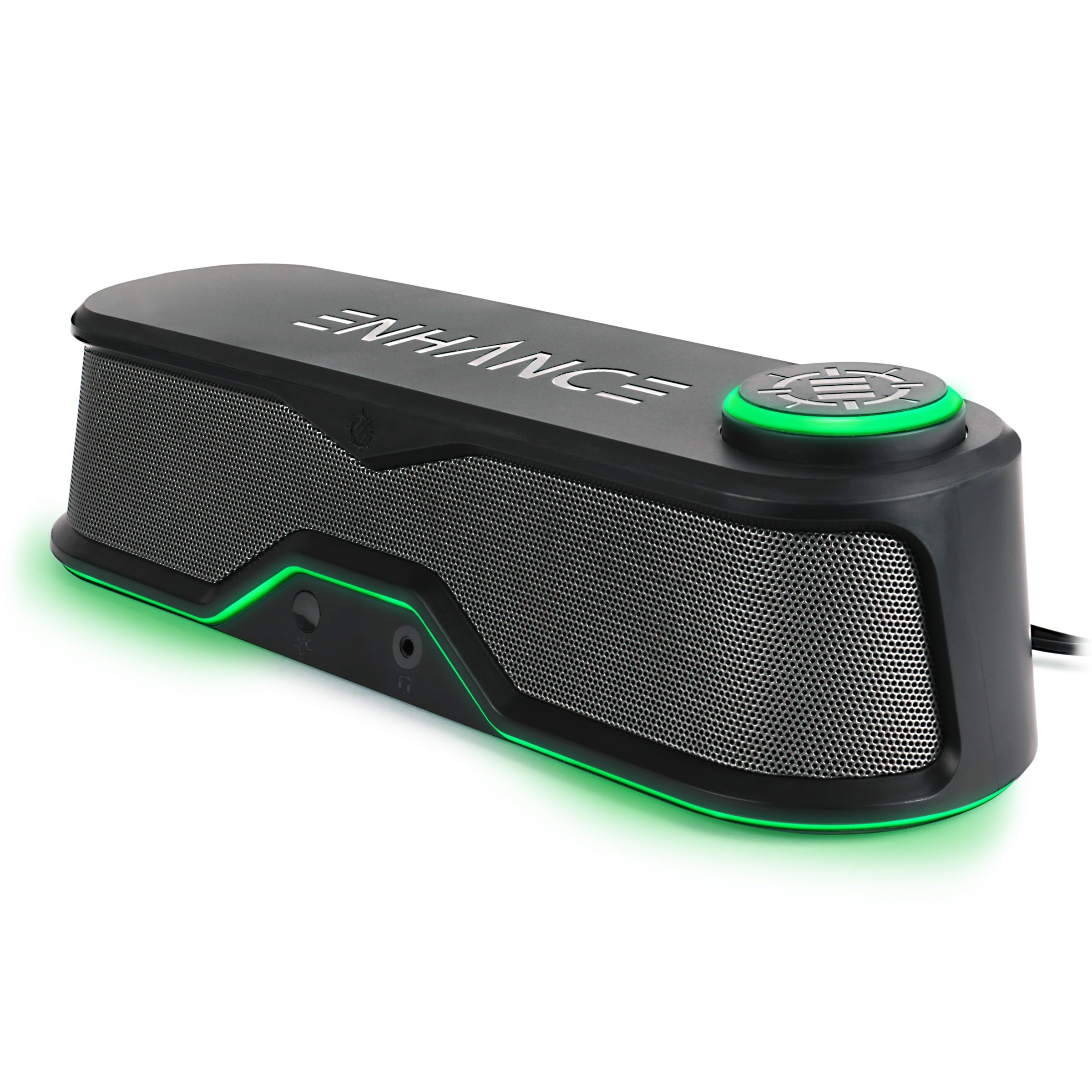 ENHANCE SB1 Computer-Lautsprecher High Excursion Soundbar - USB Powered Computer Soundbar, Unter-Monitor-Lautsprecher mit 10W Peak, LED Lautstärkeregler, Headset Pass Through, Gaming für PC