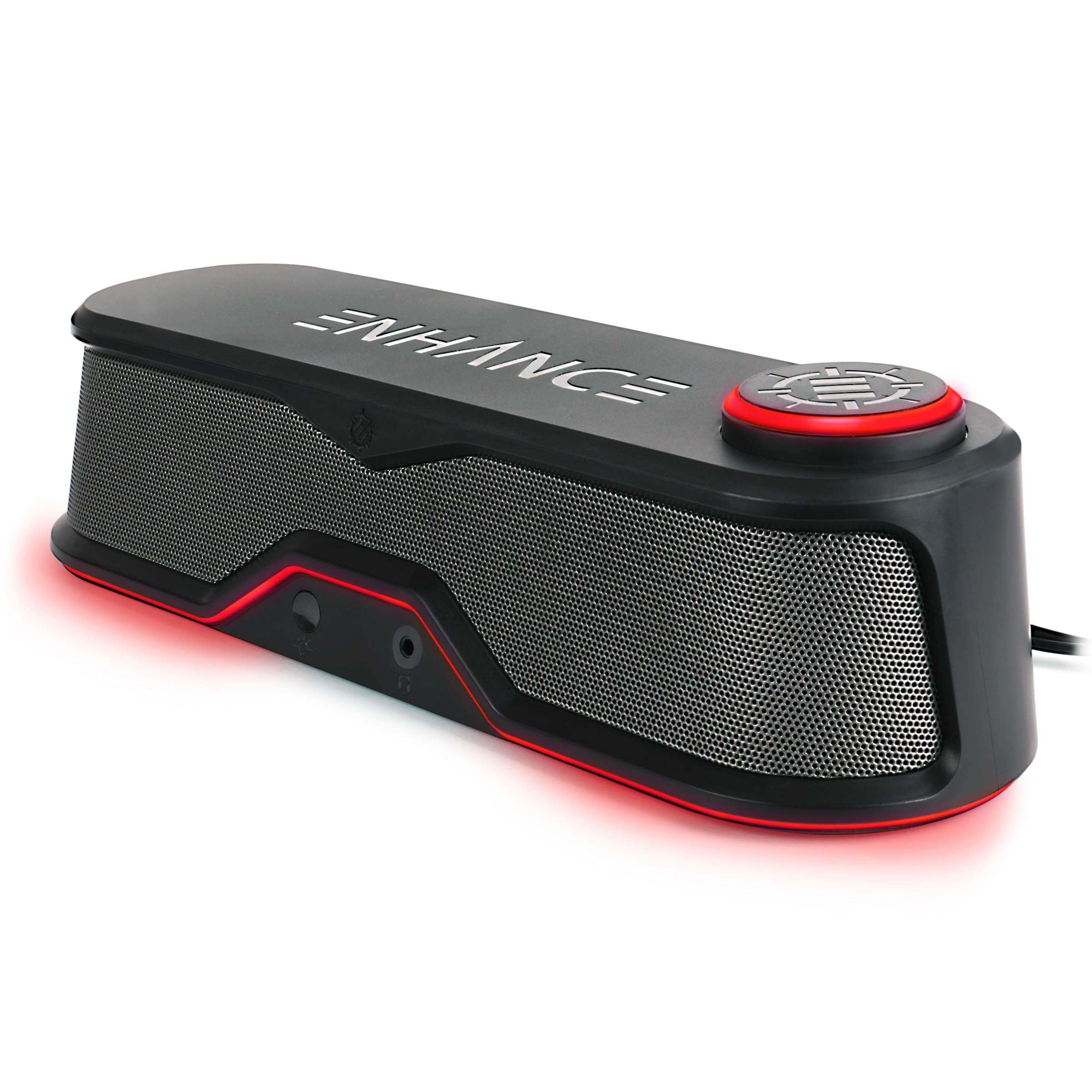 ENHANCE SB1 Computer-Lautsprecher High Excursion Soundbar - USB Powered Computer Soundbar, Unter-Monitor-Lautsprecher mit 10W Peak, LED Lautstärkeregler, Headset Pass Through, Gaming Soundbar für PC