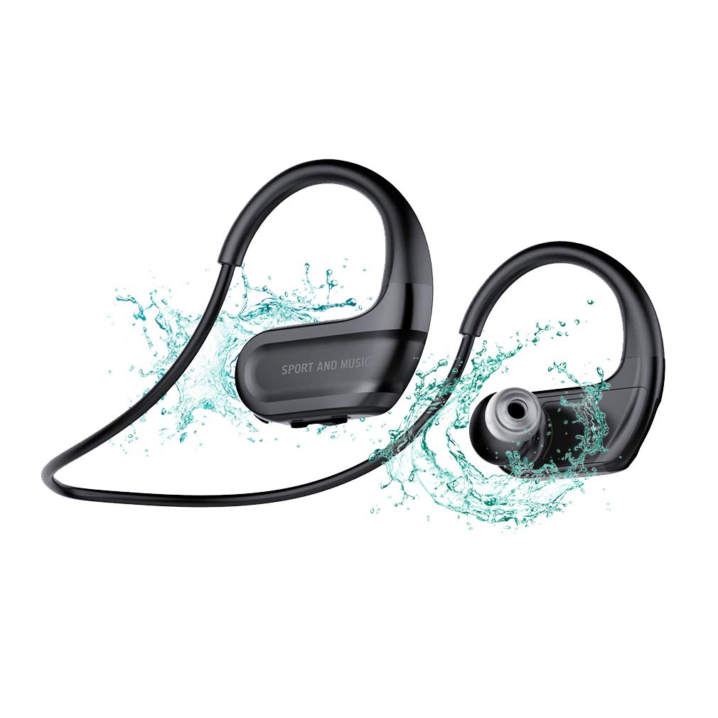 Schwimmen Kopfhörer Kabellos Bluetooth 5.0 Wireless Headset mit 8G-Speicher, In-Ear Drahtlose Stereo Sport Ohrhörer Noise Cancelling, IPX8 Wasserdicht Schwimm MP3-Player für Laufen Fitness