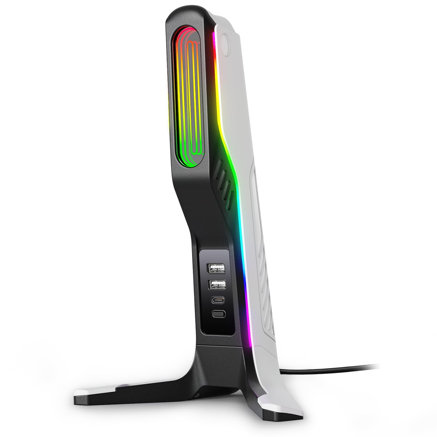 RGB-Gaming-Headset-Ständer mit 2 USB- und 1 Typ-C-Anschlüssen, Spiel-Kopfhörer-Halterung für PC, Xbox One, Xbox Serie S/X, PS5, PS4, Kopfhörer-Halterung, Schreibtisch-Gamer-Zubehör, Schwarz und