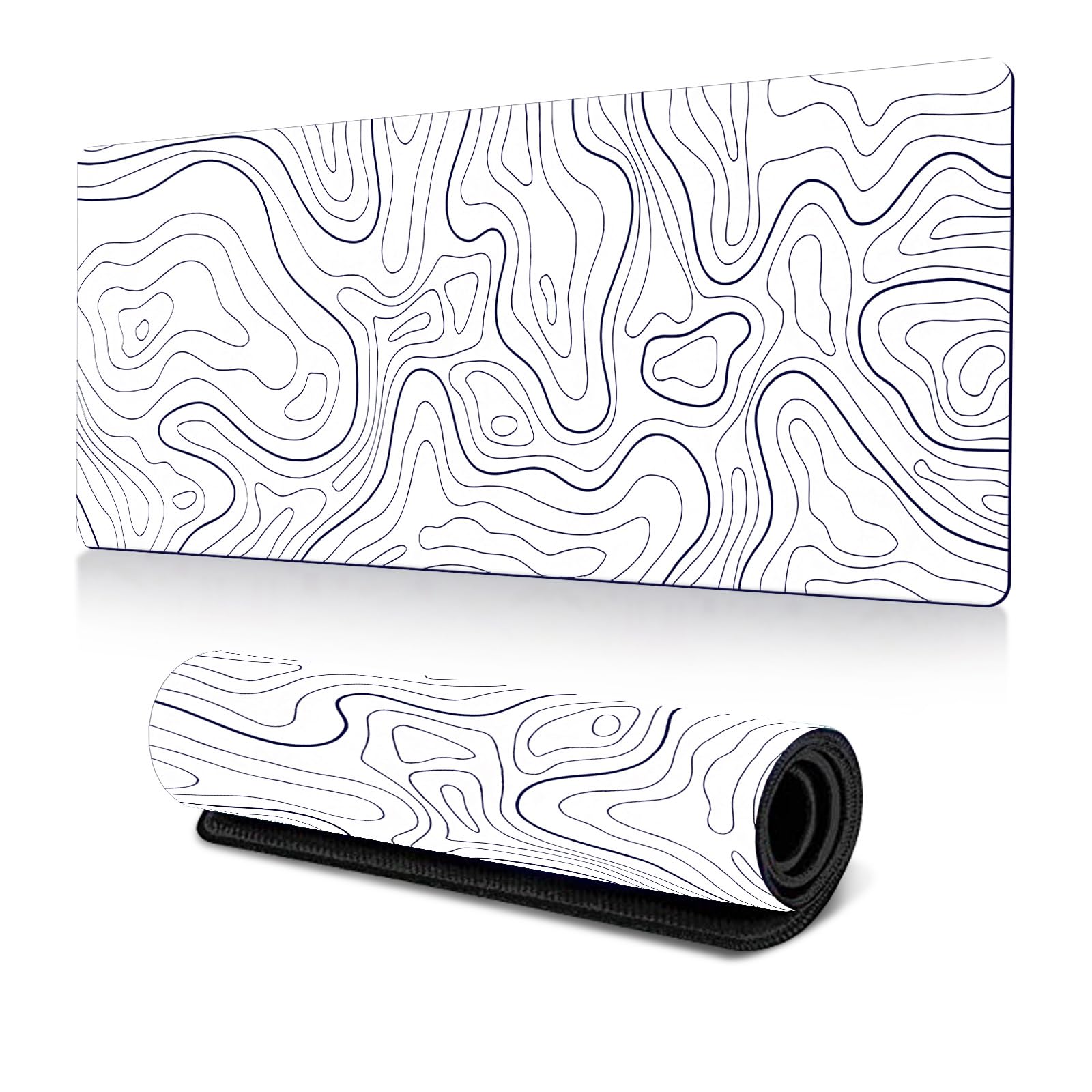 Jadin Mauspad XXL Mauspad Gaming 850x390mm, Gaming Mousepad XXL Mousepad Gaming Liquid Design,Gaming Mauspad Groß Vernähte Kanten, rutschfeste Schreibtischunterlage für PC, Verbessert Präzision, Weiß