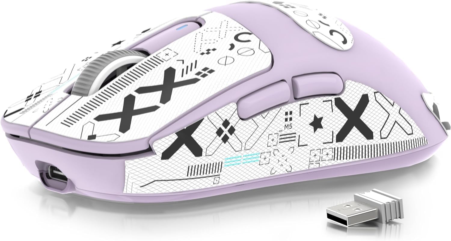 ATTACK SHARK X3 Wireless Gaming Maus, 49g Bluetooth/2.4G/USB-C Ergonomische Computermaus, PAW3395 26K DPI Sensor, 200h Akkulaufzeit, Programmierbare Tasten, Gaming Zubehör für PC/Laptop/Mac