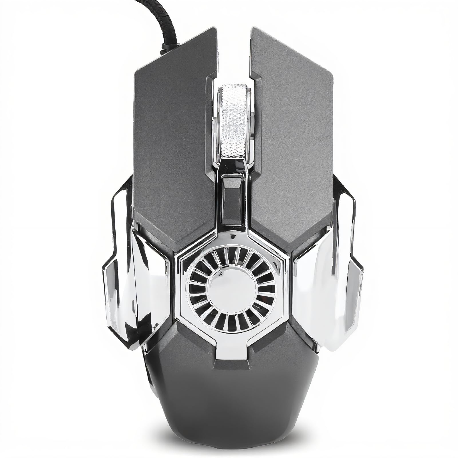 ASHATA Wired Gaming Mouse, Computermaus RGB Gaming 6 Tasten Wired Gamer Mäuse Für Laptop Desktop PC mit Lüfter Für /XP/Vista (Grau)