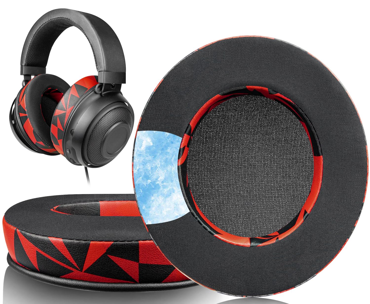 SOULWIT Cooling-Gel Professionelle Ersatz Ohrpolster für Razer Kraken 2019/Tournament Edition/Ultimate/Kitty, Earpads for Nari/Essential/Ultimate, Kraken X/V3 X Headset