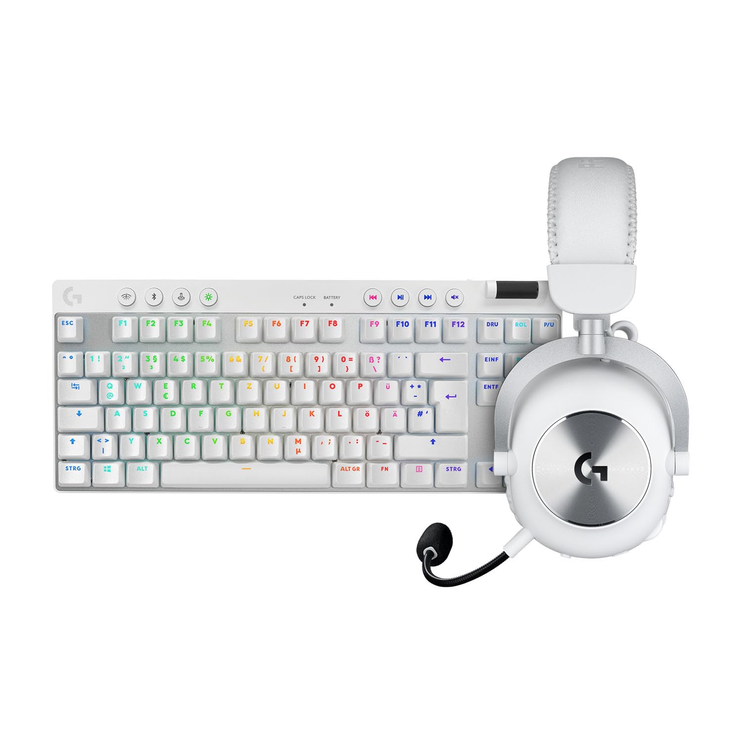 Logitech G PRO X TKL LIGHTSPEED kabellose Gaming-Tastatur PRO X 2 LIGHTSPEED Wireless Gaming Headset, QWERTZ Deutsches Layout, PC, PS5, PS4, Nintendo Switch - Weiß