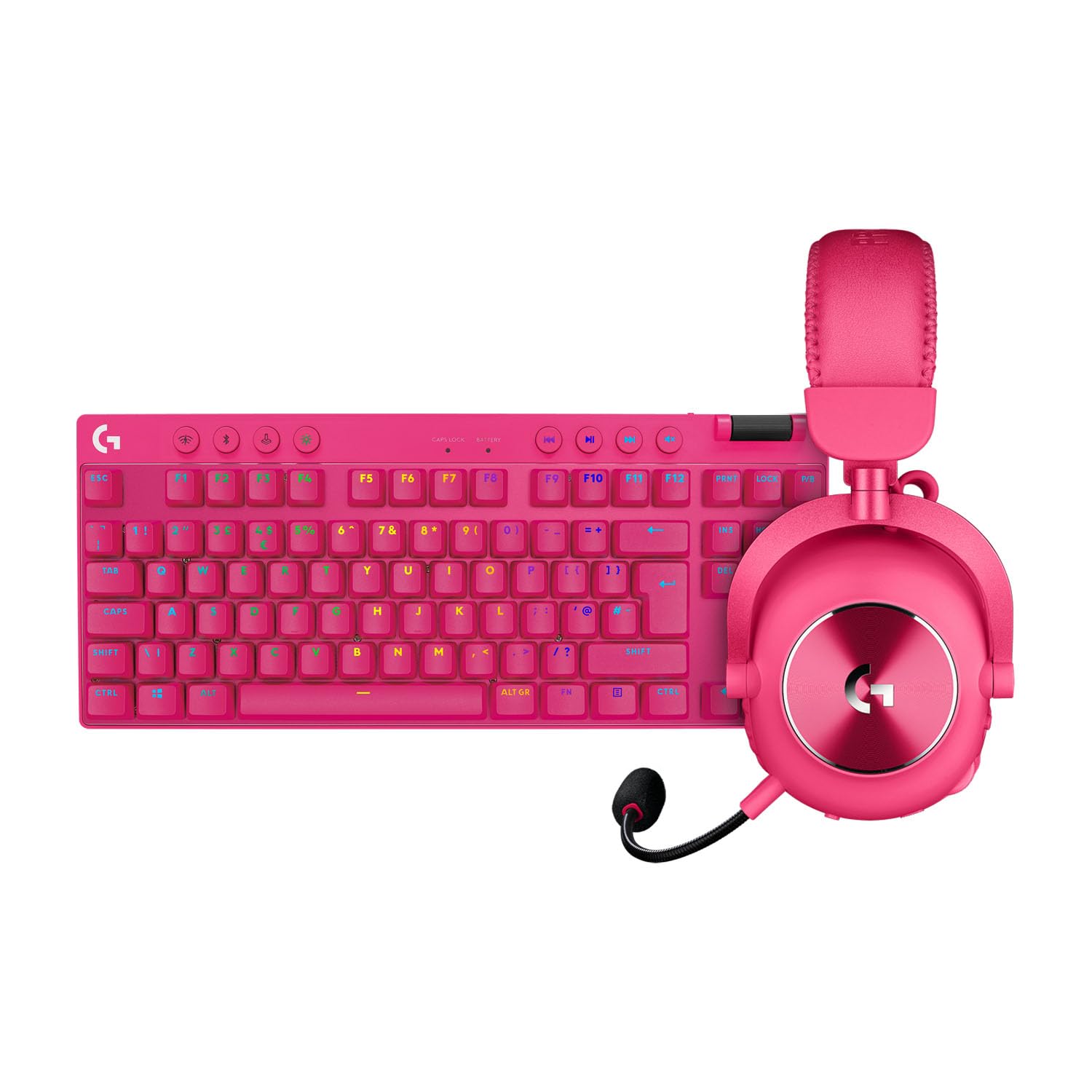 Logitech G PRO X TKL LIGHTSPEED kabellose Gaming-Tastatur PRO X 2 LIGHTSPEED Wireless Gaming Headset, PC, PS5, PS4, QWERTZ Deutsches Layout - Magenta