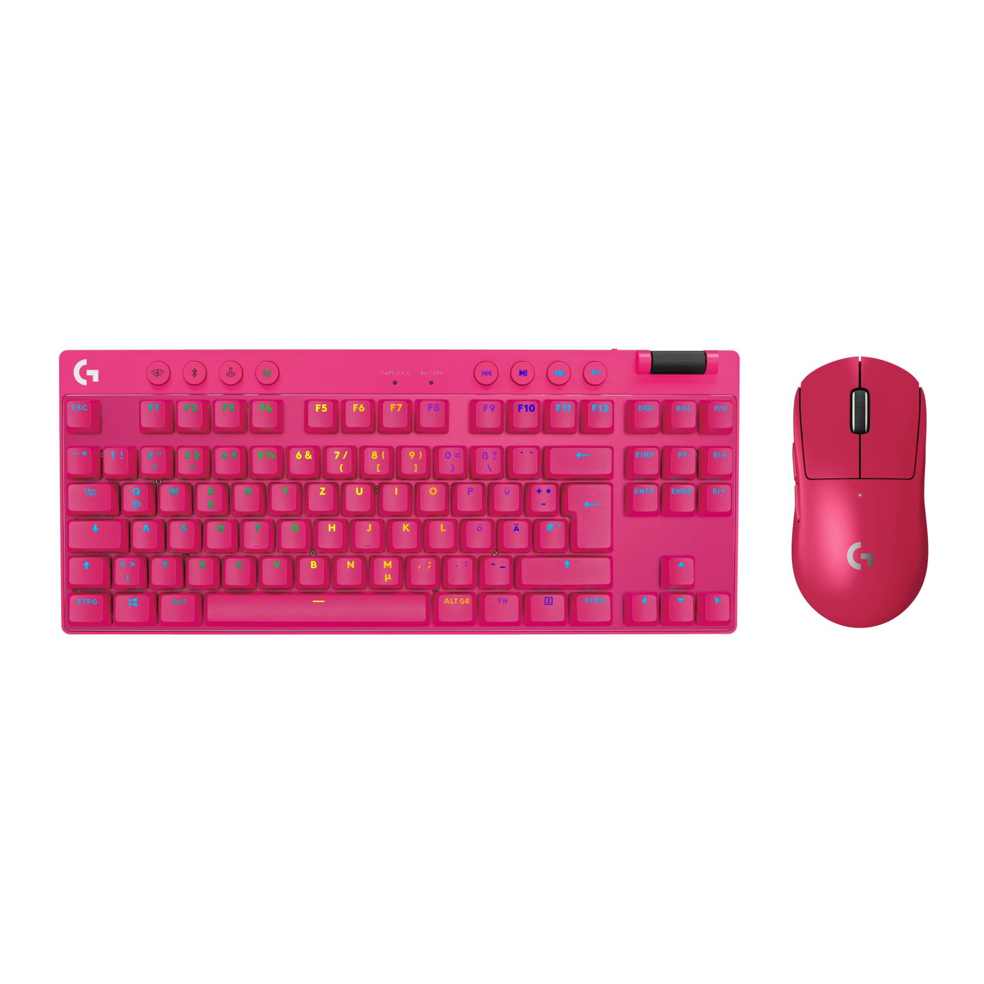 Logitech G PRO X SUPERLIGHT 2 LIGHTSPEED kabellose Gaming-Maus, USB-C-Aufladen, PC & Mac + PRO X TKL LIGHTSPEED kabellose Gaming-Tastatur, ohne Ziffernblock, PBT-Tastenkappen (DEU QWERTZ) - Magenta
