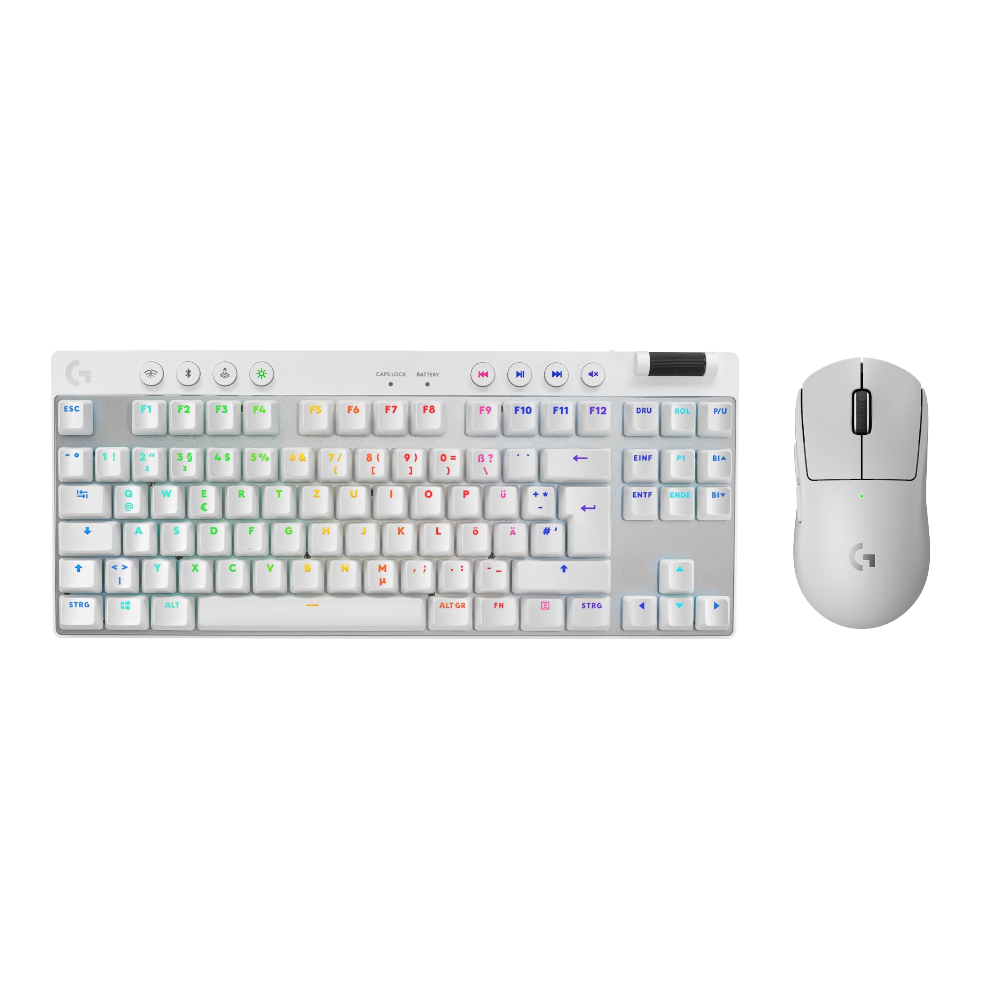 Logitech G PRO X SUPERLIGHT 2 LIGHTSPEED kabellose Gaming-Maus, USB-C-Aufladen, PC & Mac + PRO X TKL LIGHTSPEED kabellose Gaming-Tastatur, ohne Ziffernblock, PBT-Tastenkappen (DEU QWERTZ) - Weiß
