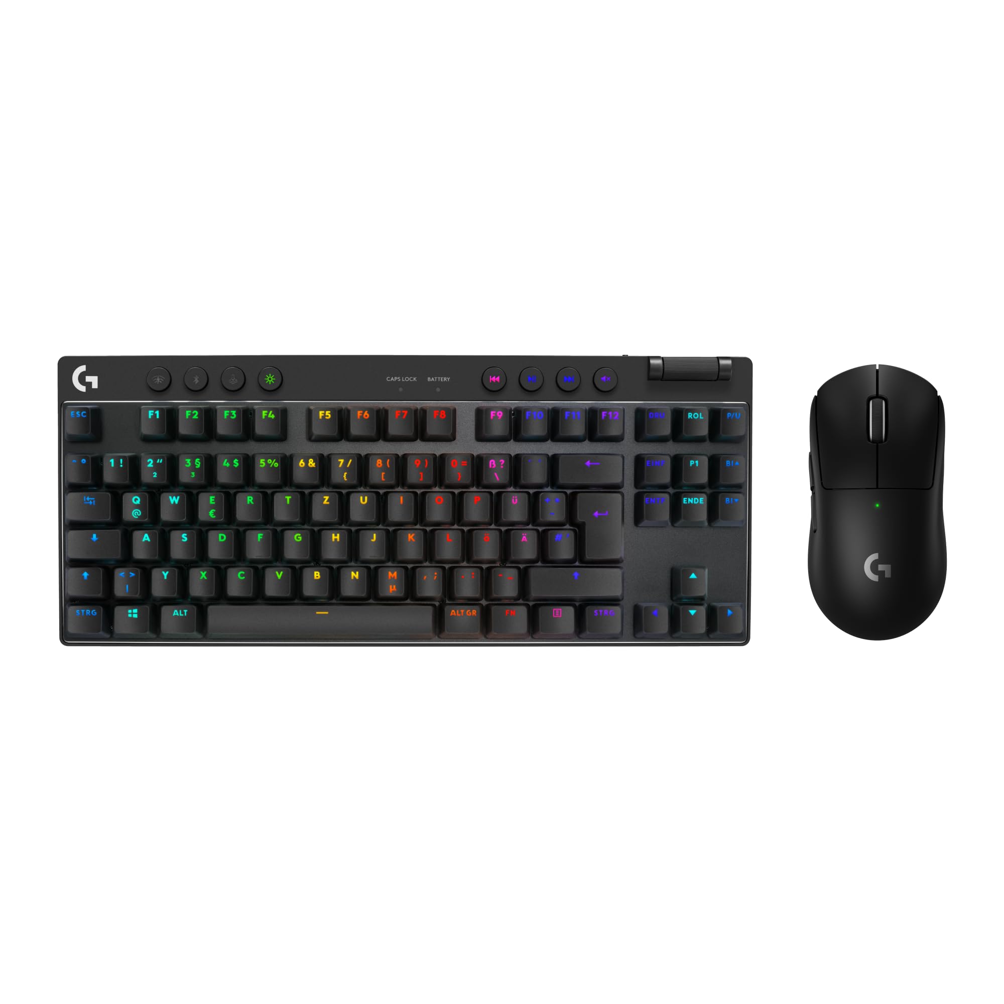 Logitech G PRO X SUPERLIGHT 2 LIGHTSPEED kabellose Gaming-Maus, USB-C-Aufladen, PC & Mac + PRO X TKL LIGHTSPEED kabellose Gaming-Tastatur, ohne Ziffernblock, PBT-Tastenkappen (DEU QWERTZ) - Schwarz