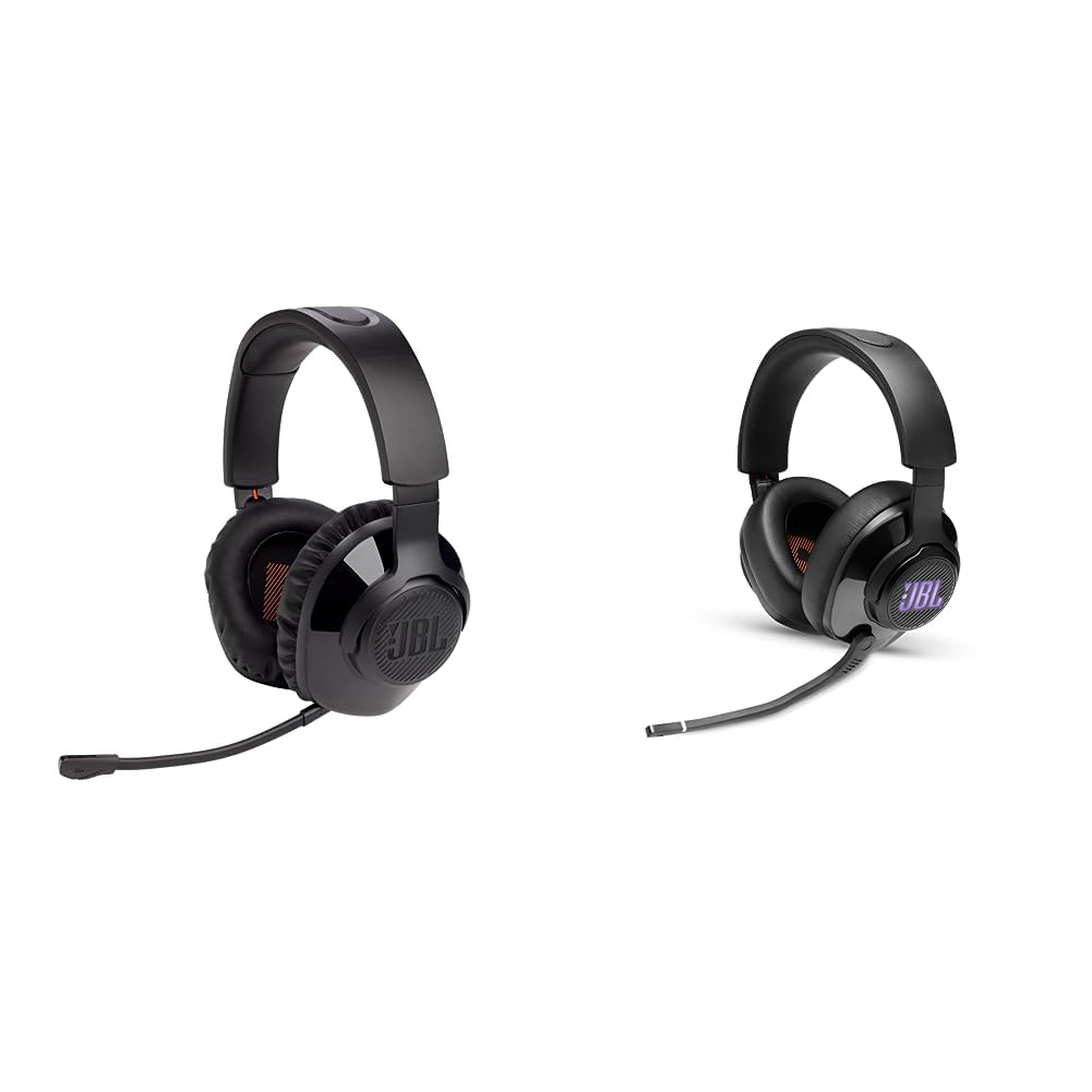 JBL Quantum 350 Over-Ear Gaming Headset & Quantum 400 Over-Ear Gaming Headset – Wired 3,5 mm Klinke und USB – Mit hochklappbarem Boom Mic und QuantumSurround Sound – Schwarz