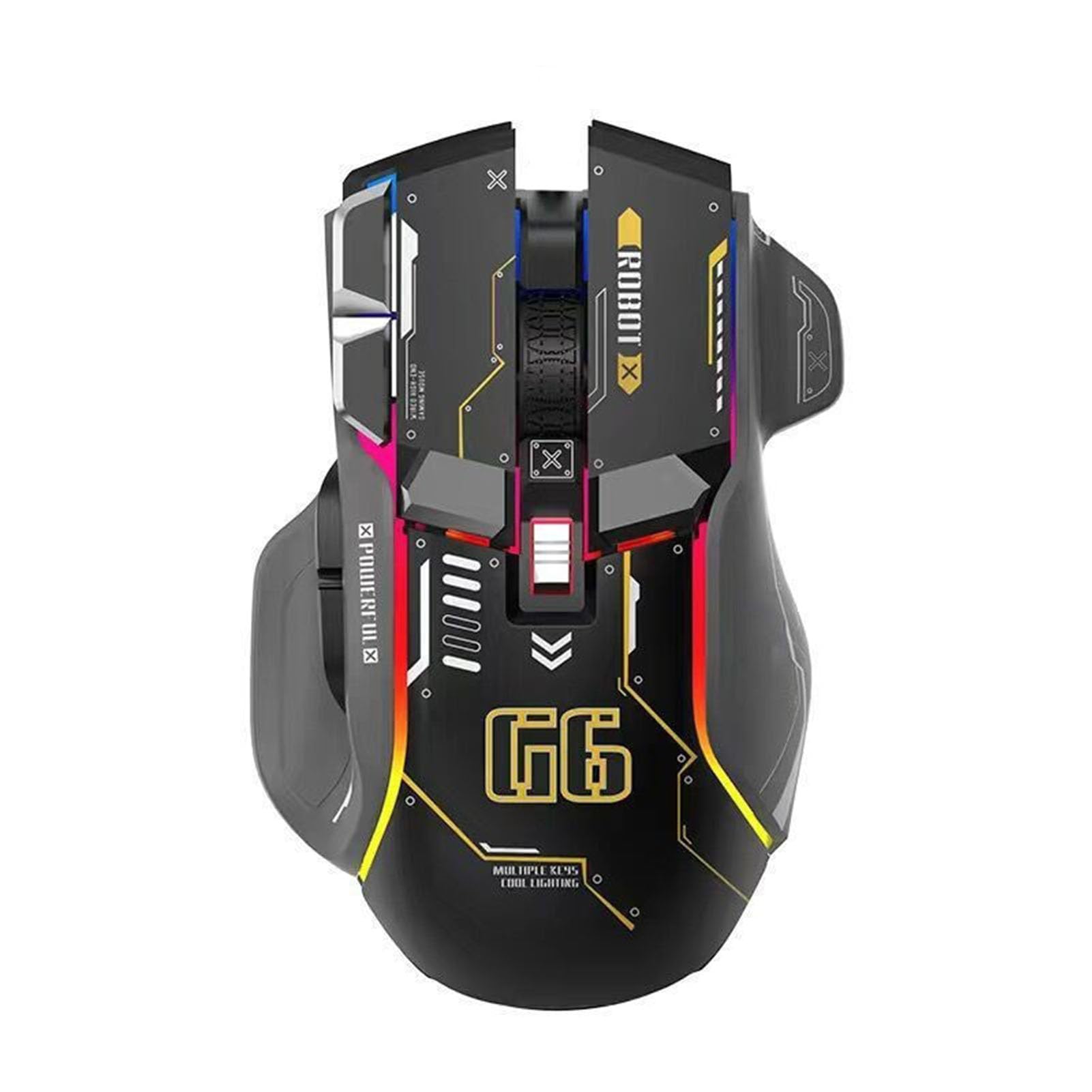 VBESTLIFE Kabellose Gaming-Maus, 2,4 G/kabelgebunden/Bluetooth, 3 Modi, 4000 DPI, RGB, 10 Makroprogrammierbare Tasten, für Windows, für IOS, Android (Schwarz)