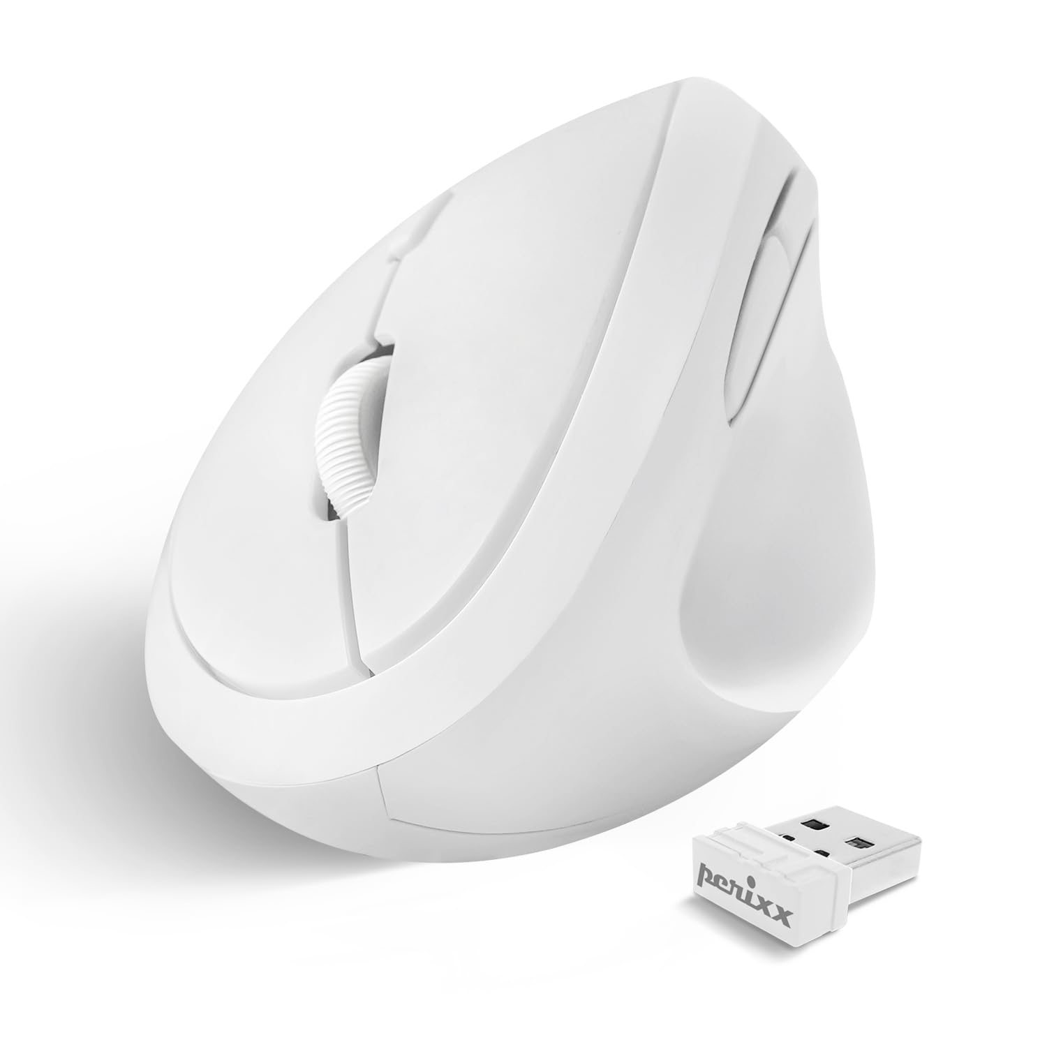 Perixx PERIMICE-719 Ergonomische Maus - Vertikales Design -Extra für kleine Handgrößen und für Unterwegs - Perfekt für Uni und Office - weiß