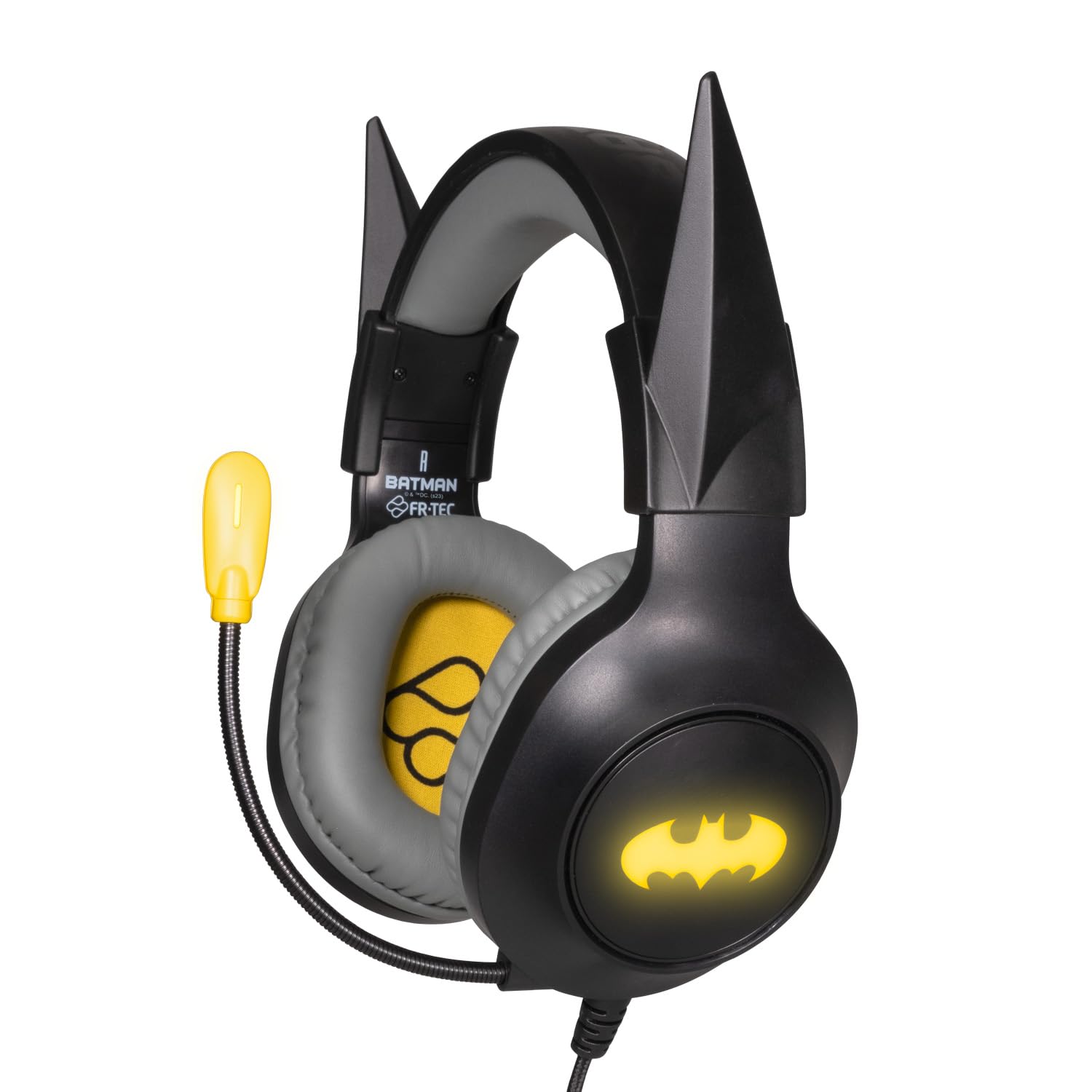 FRTEC - Gaming-Headset Batman mit abnehmbaren dunklen Ritterohren, Kabel und RGB-LED-Licht, für PlayStation 5, PS4, Xbox Series X/S, Xbox One, Nintendo Switch, PC, Mac