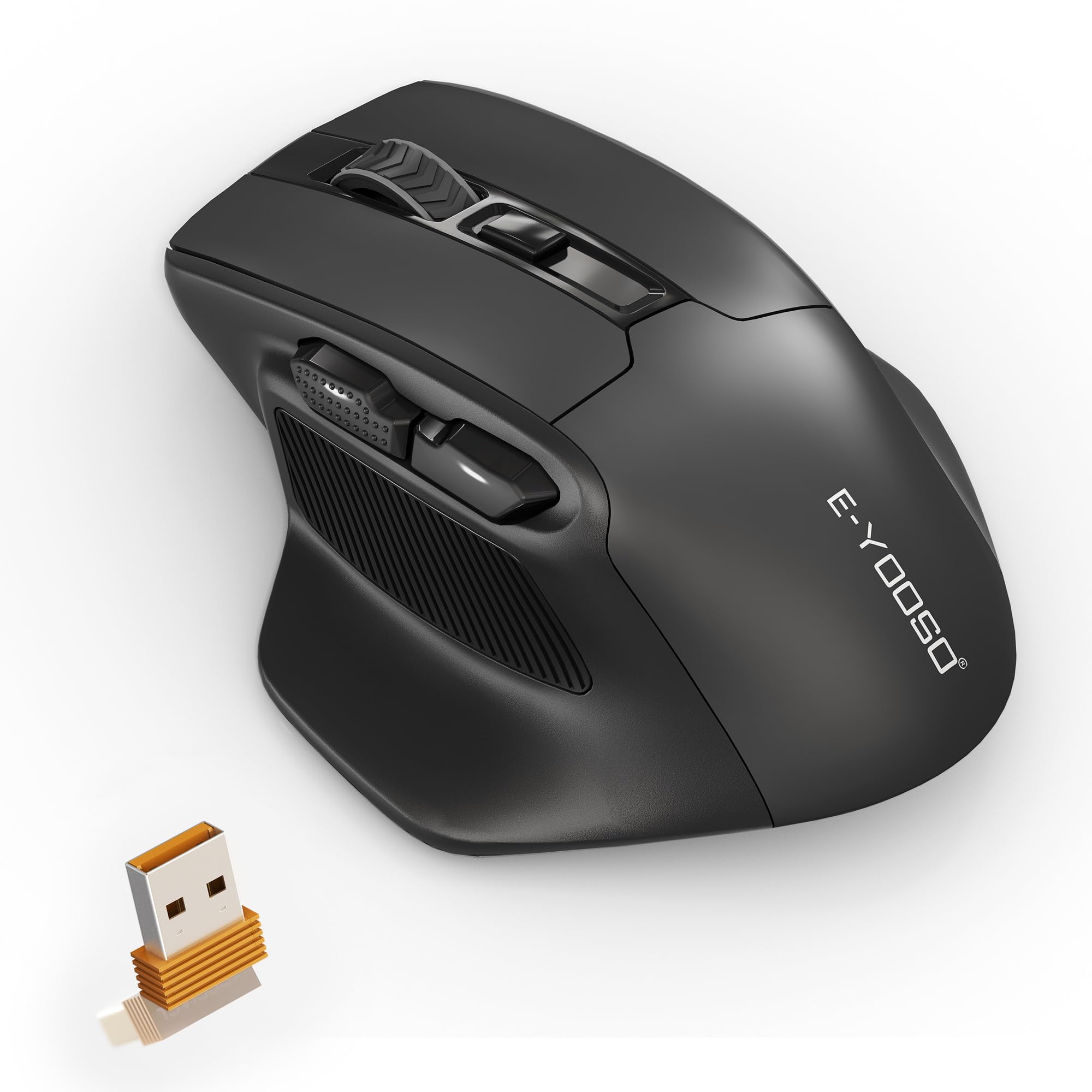 Computer Maus Kabellos für große hände - Pc Laptop MacBook Wireless USB Maus, 4800 DPI 2.4G optische kabellose Gaming große Handmaus, 6 Tasten funkmaus ergonomisch kabellos, schwarz