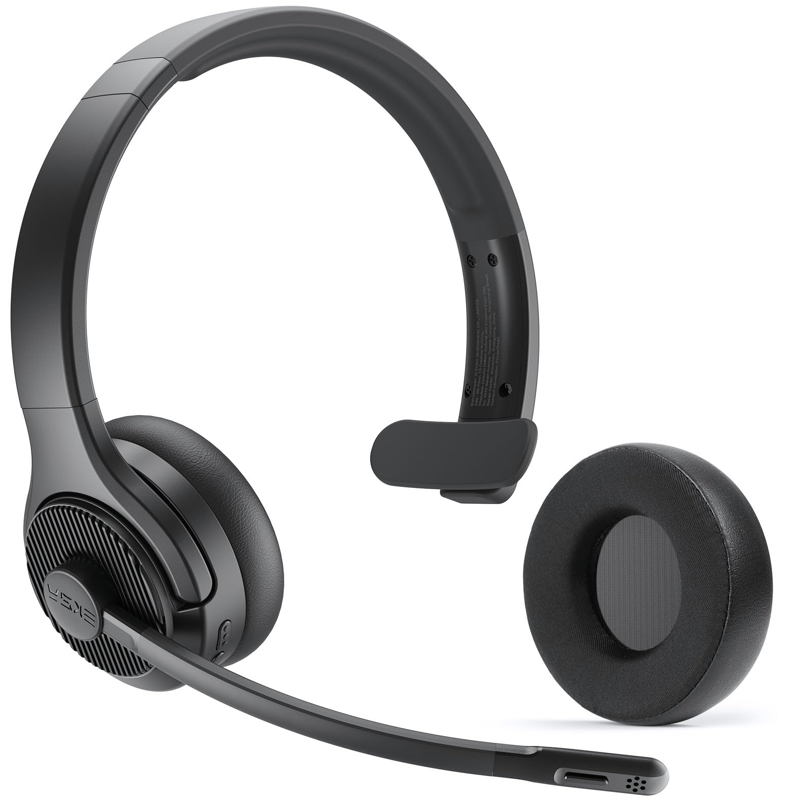 EKSA H3 Bluetooth Headset mit Mikrofon, [65 Stdn Wiedergabezeit & 30M Reichweite] Wireless Headset Mono PC Headset mit Mic Rauschunterdrückung, Upgraded 5.4 Bluetooth Kabellose Headset für Büro/Office