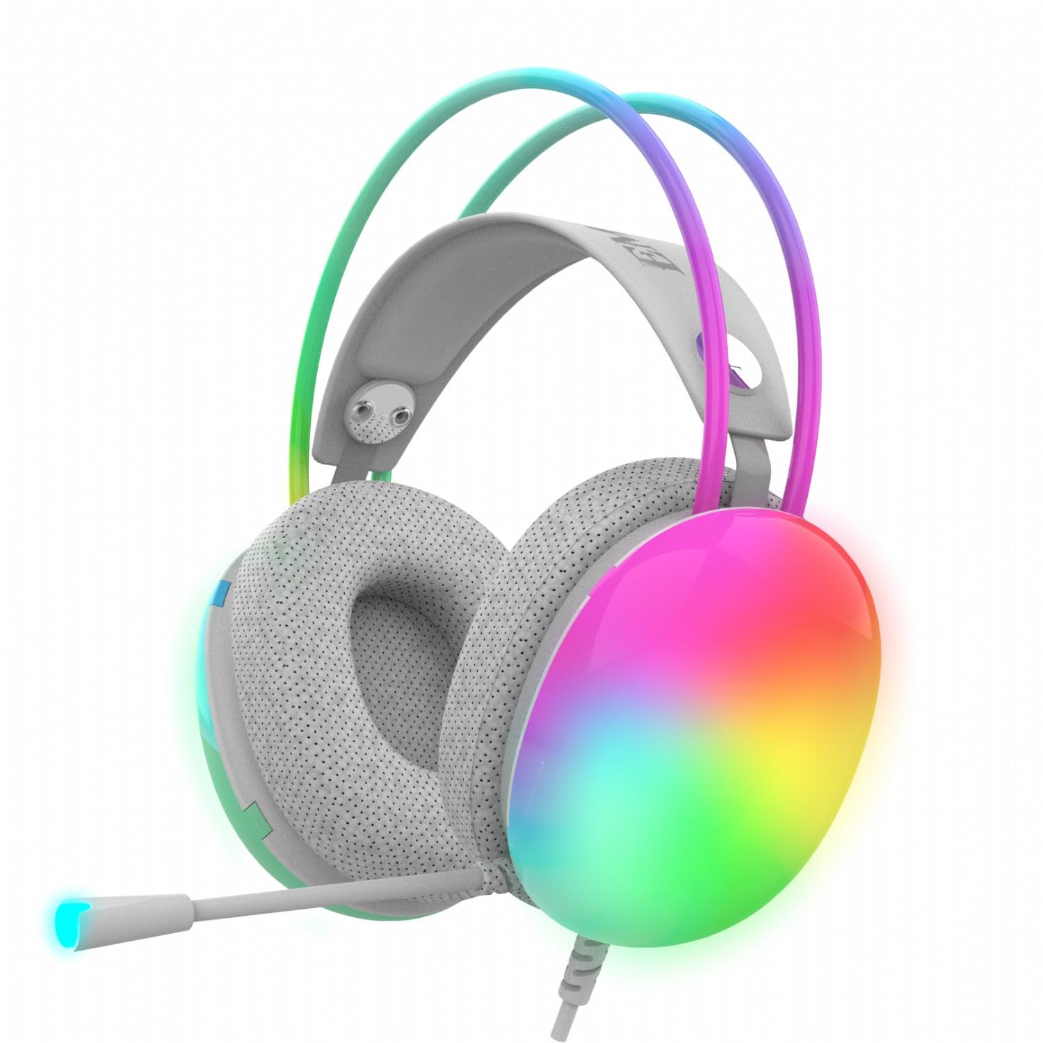İnca IGK-X8Y Gaming-Headset – 7.1 Virtueller Surround Sound, RGB-Beleuchtung, 50-mm-Treiber, USB-Kabel, Geräuschunterdrückendes Mikrofon, Lautstärkeregelung, Kompatibel mit PC/PS5, 320g Leichtgewicht