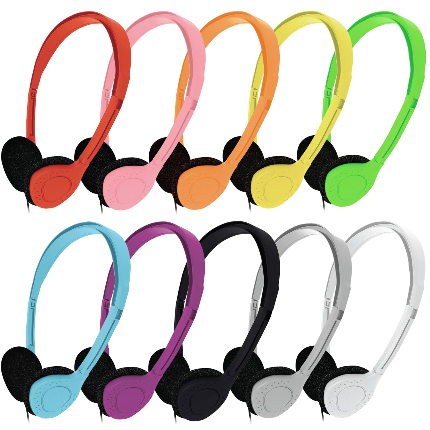 Maeline Bulk Stereo-Kopfhörer für Klassenzimmer, Studenten, verstellbares Band und Schaumstoffpolster, für Kinder, Online-Lernen, Bibliothek, Schule, Flugzeug, Reisen, 3,5 mm Stecker, 50 Stück,