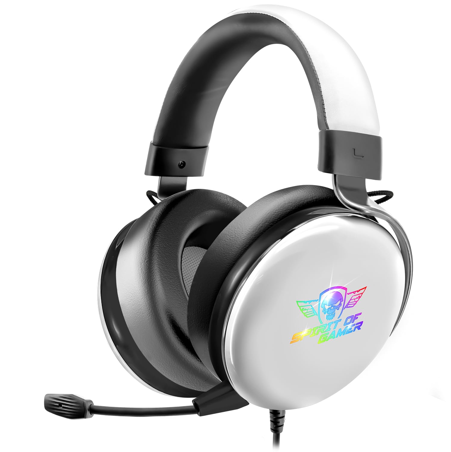 Spirit of Gamer – XPERT H700 – USB-PC-Gaming-Headset 7.1 Virtual Surround Sound – RGB-LED – Weiß – Rauschunterdrückungsmikrofon – Aluminiumstruktur – kompatibel mit Xbox X/Xbox One