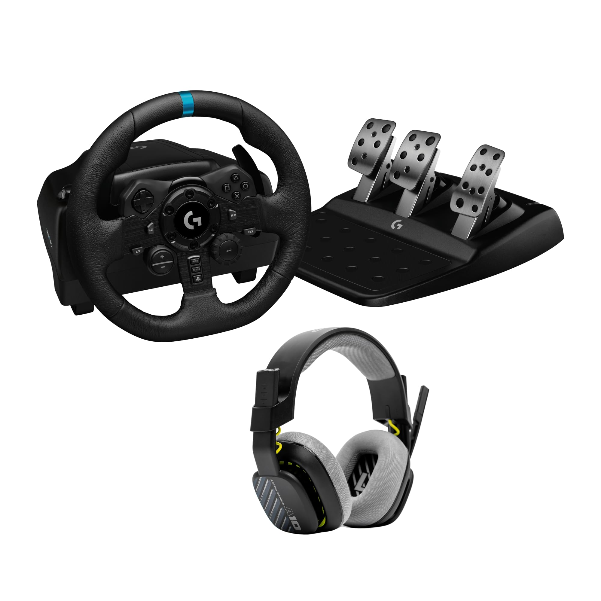 Red Bull Energy Drink White Edition - 24 Pallet Cans + Logitech G923 Trueforce Gaming Racing Steering Wheel with Pedals, Power Feedback up to 1000 Hz - Black, Compatible with Playstation 5