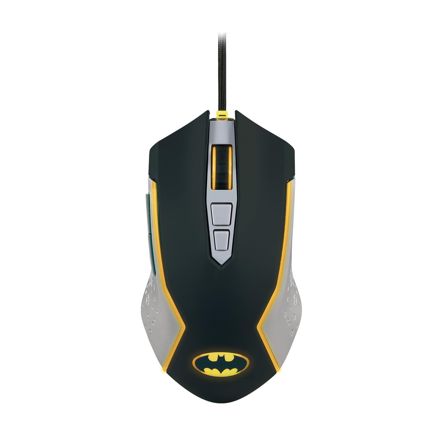 FRTEC - Batman Edition Gaming-Maus, gelbe LED-Beleuchtung, Verstellbarer DPI, mit Kabel, offizielle DC-Kollektion, schnelle und präzise Bewegung, konfigurierbare Seitentasten
