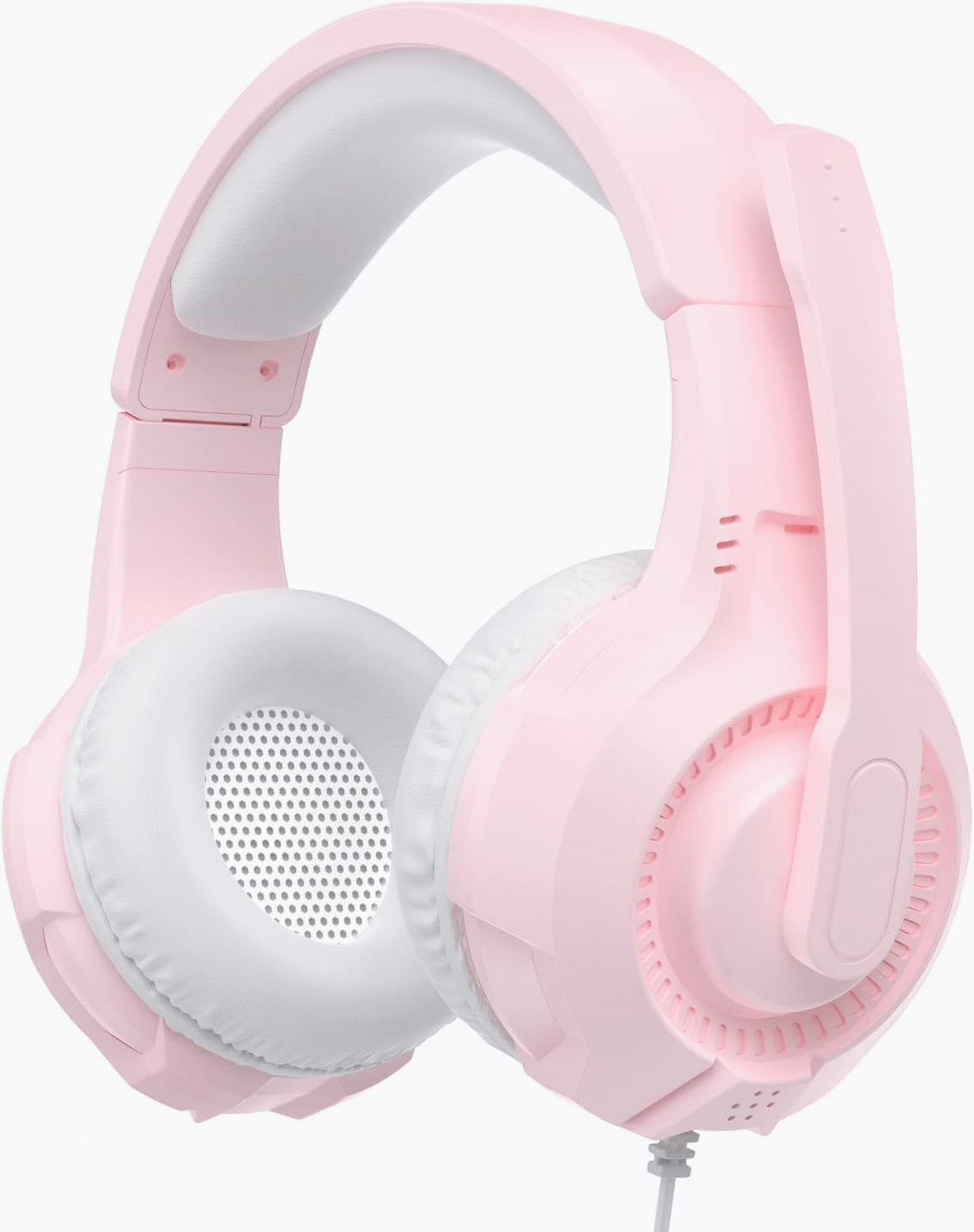 Rosa Katzenohr-Kopfhörer für Gaming-PC, 3,5 mm kabelgebundenes Gaming-Headset mit Mikrofon mit Geräuschunterdrückung, weiche Memory-Ohrenschützer, Stereo-Headset für PS4, PS5, Xbox, Laptop, Mac,