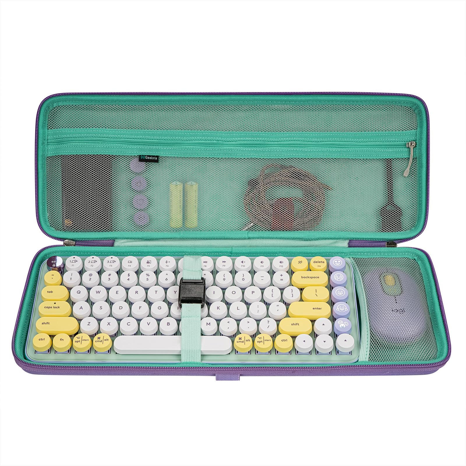 Geekria Tastatur- und Maus-Combo-Case, Hartschalen-Reiseetui für kompakte 84-Tasten Ultra-Slim-Gaming-Tastatur, kompatibel mit Logitech POP Keys/POP ICON Combo (Daydream Mint)
