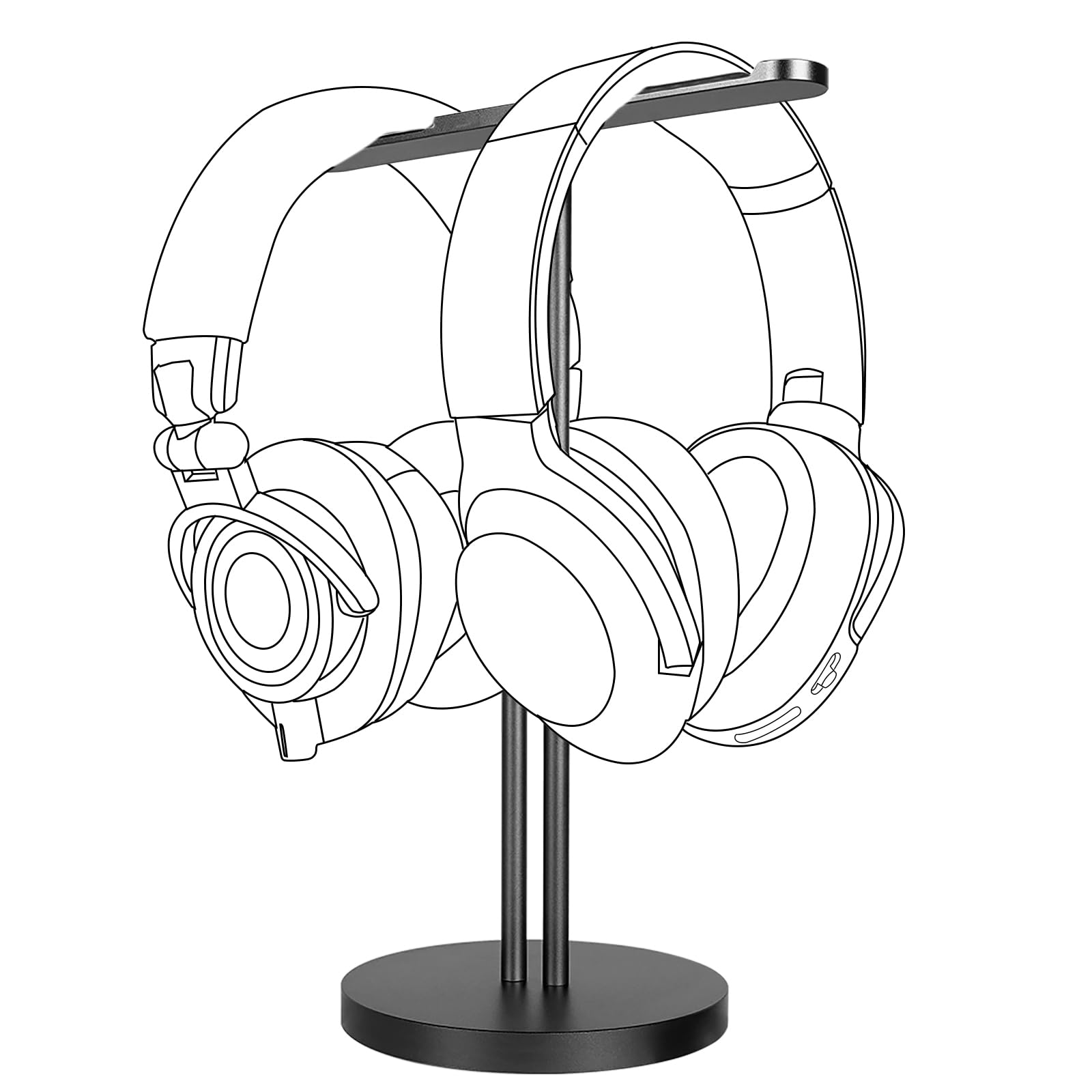 GEEKRIA Aluminiumlegierung Dual Kopfhörer Ständer für Over-Ear Kopfhörer, Gaming Headset Halter, Schreibtisch Display-Aufhänger mit Solider Schwerer Basis Kompatibel mit Beats, Bose, Sony, AKG, ATH