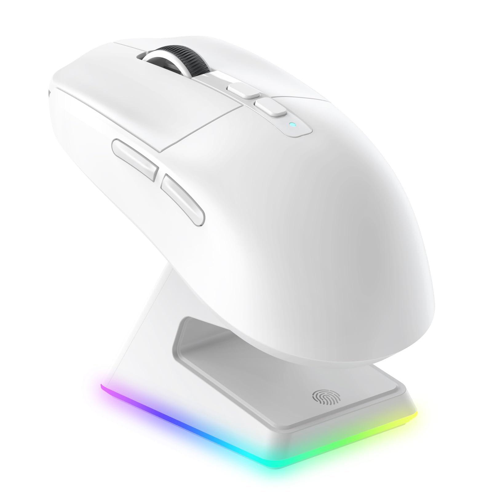 VGN Game Power Attack Shark X6 Superlight Kabellose Gaming-Maus mit RGB Ladestation, 49g Ultraleicht Mouse, 26000DPI, PixArt PAW3395, 2.4G/BT/Kabelgebunden, Bis zu 200 Std.Akku, G502, PC/Mac, Weiß