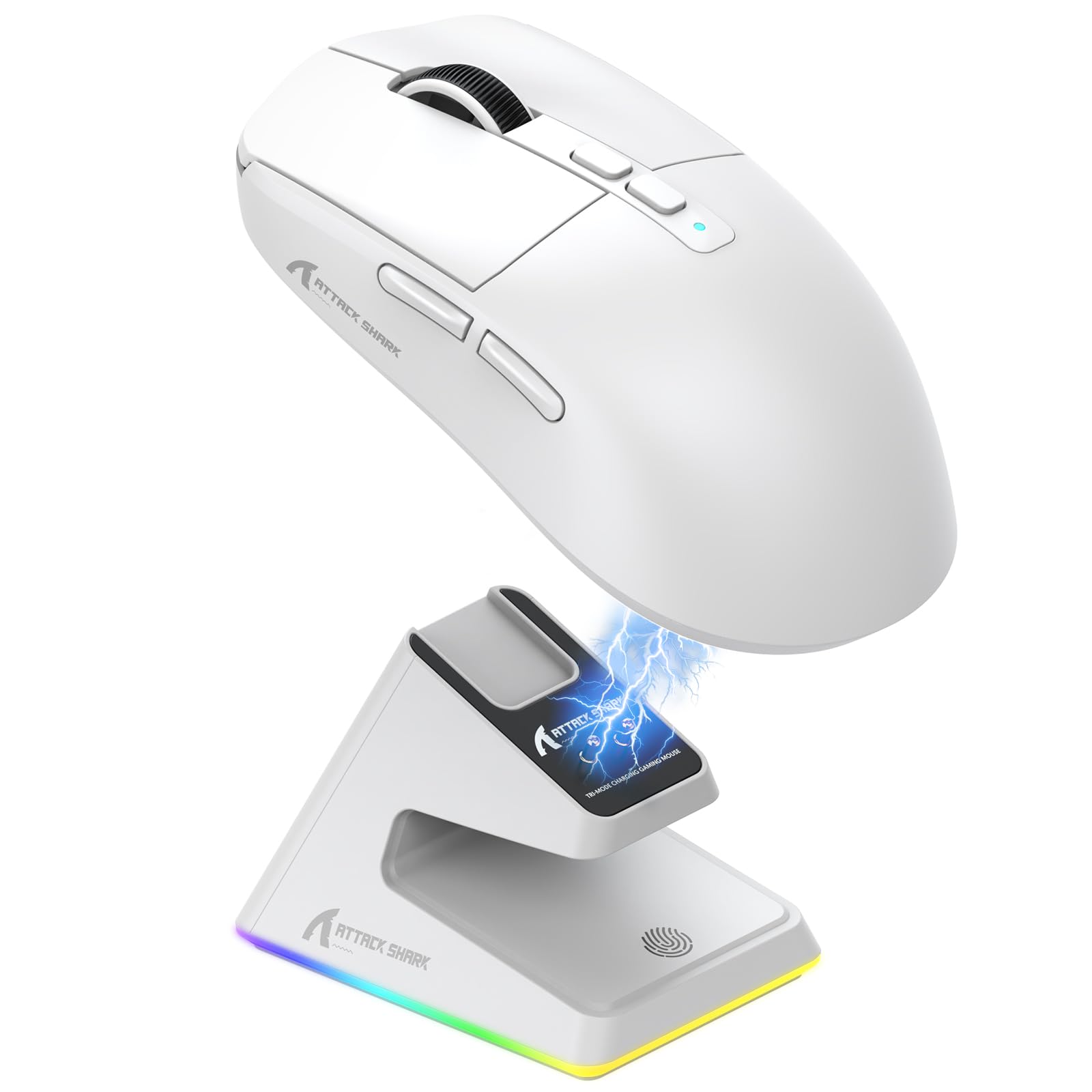 MANBASNAKE X6 49g Superlight Wireless Gaming Mouse with Magnetic RGB Charging Dock, Ultralight Mice PixArt PAW3395 Sensor, 26000DPI, BT/2.4G Wireless/Wired Mouse, 200Hrs Battery for Win/Mac