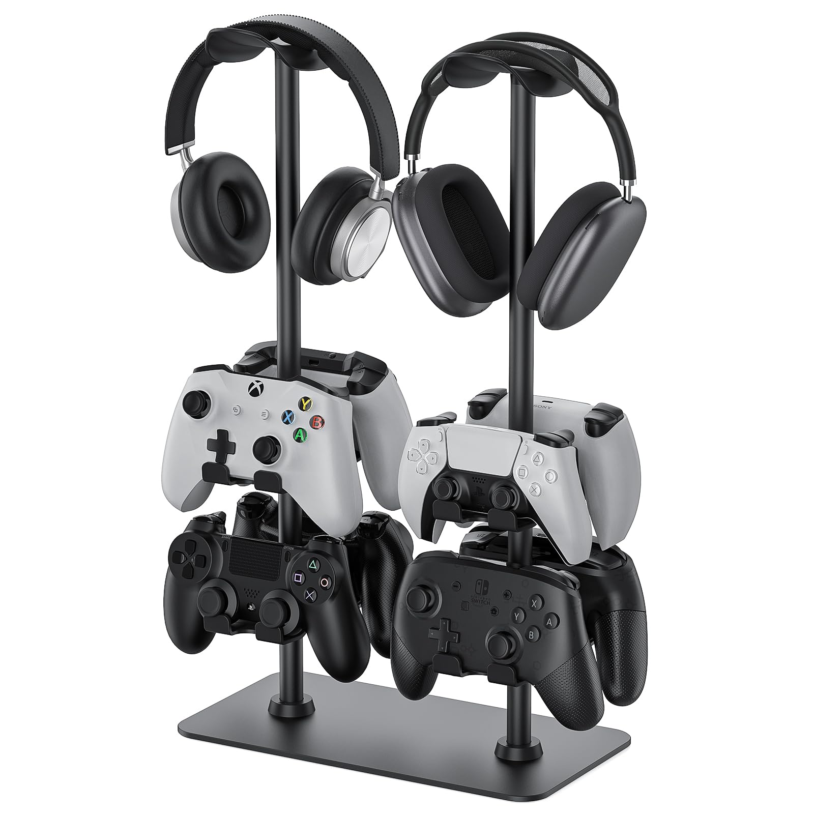 Headset Ständer Controller Halter für 2 Headset und 8 Controller, Kopfhörerständer Gaming Controller Halter für PS5 Switch Xbox Airpods Beats Bose, Gaming Room Zubehör, Gamer Geschenke für