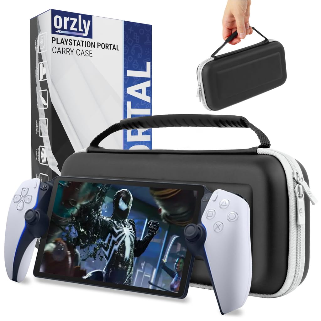 Tragetasche für Playstation Portal Remote Player für PS5 Konsole hält Zubehör und bietet Reise- und Aufbewahrungsschutz für Headset, Ladegerät, Headset und mehr. Schwarz/Weiß - Geschenkbox Edition